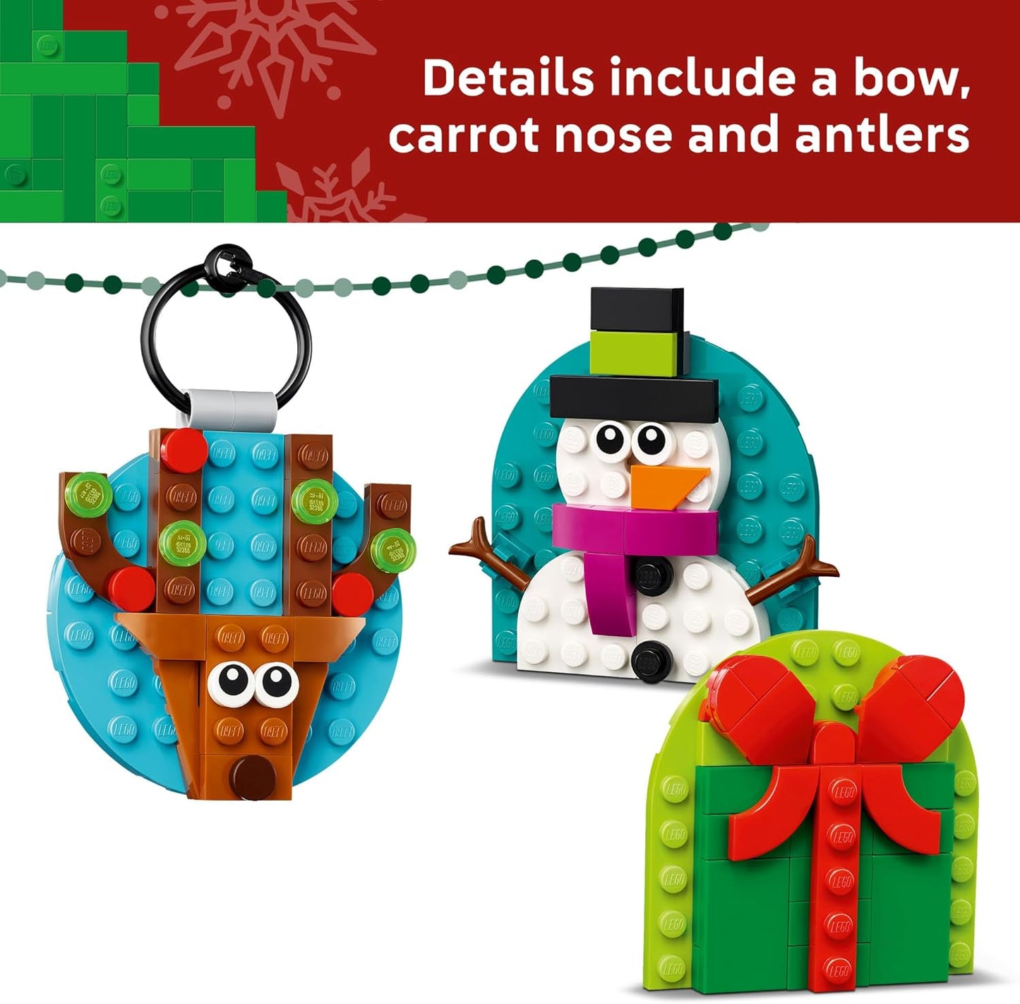 LEGO Christmas Ornament Selection Building Toys- Ages 6+ - Hanging Christmas Decorations for Tree - 40744