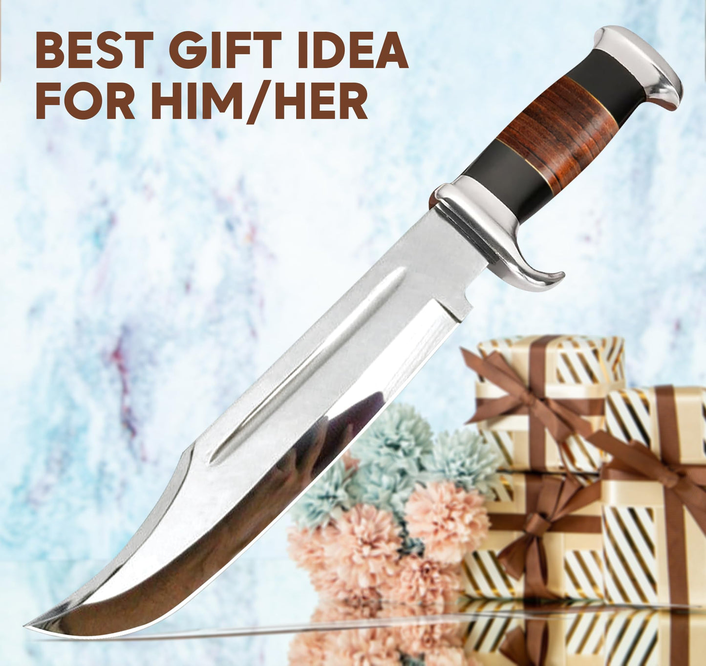 14" Crocodile Dundee Bowie Knife With Leather Sheath