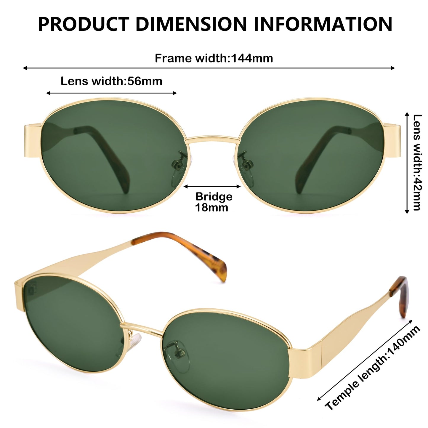Retro Oval Gold Sun- Fashion Metal Frame Shades