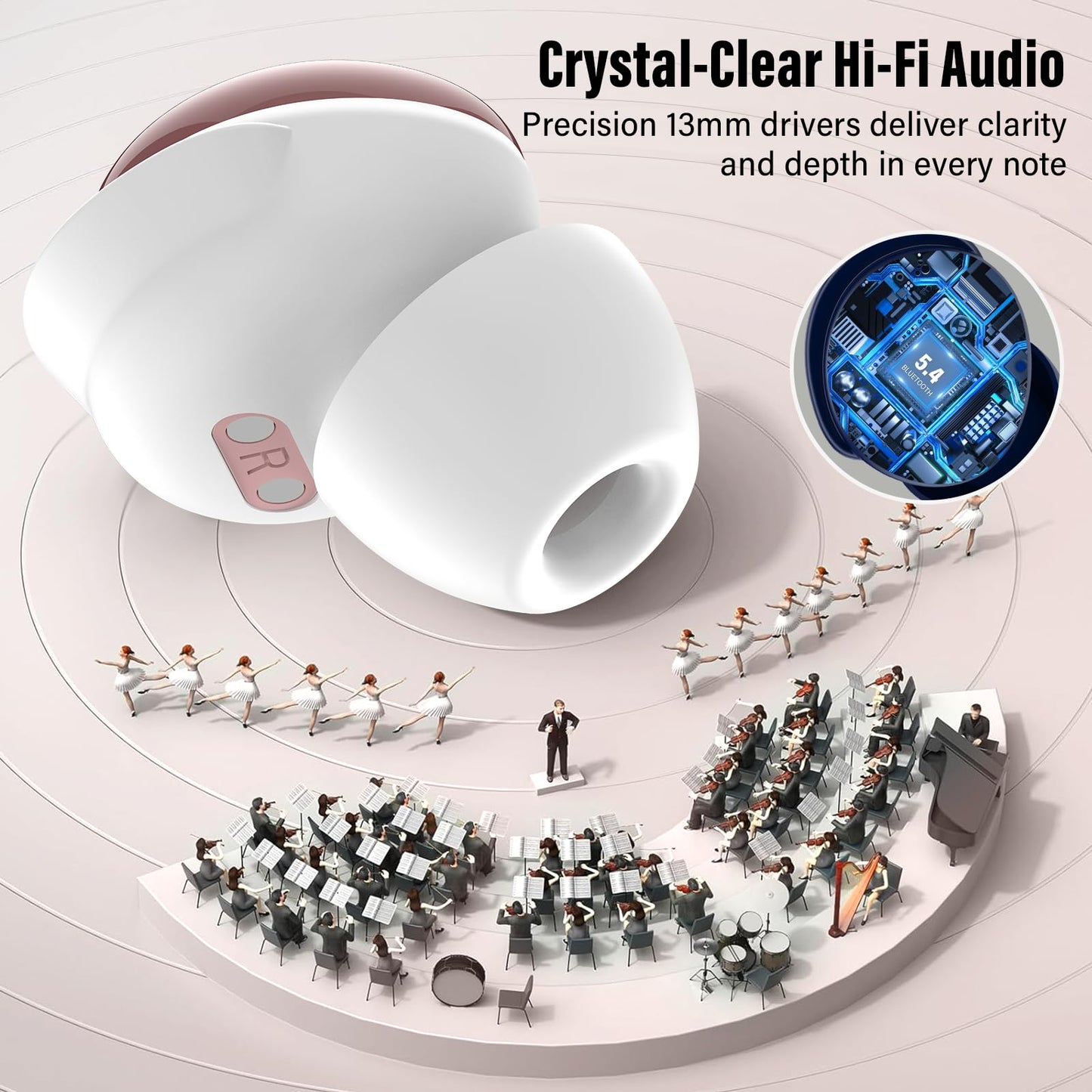 Sleep Earbuds (Bluetooth 5.4-Smart Touch Screen-48H Playtime-IPX7 Waterproof).