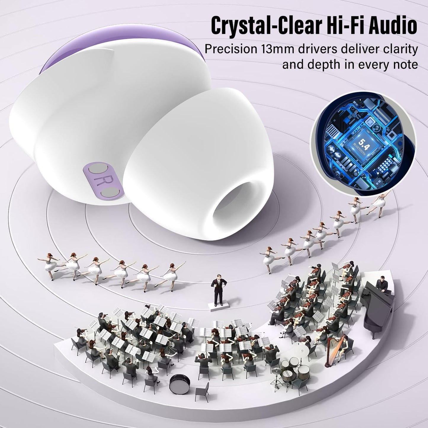 Sleep Earbuds (Bluetooth 5.4-Smart Touch Screen-48H Playtime-IPX7 Waterproof).