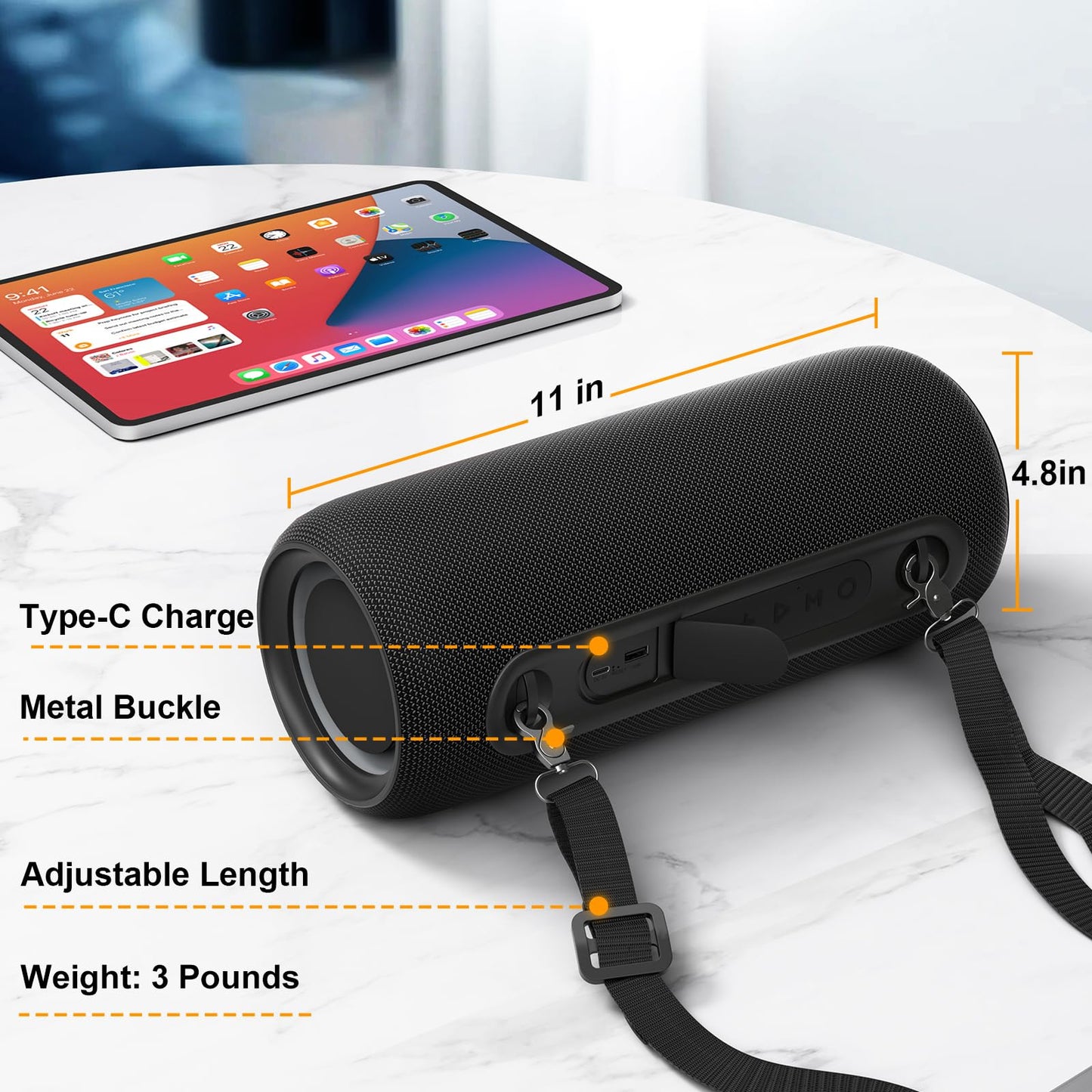 *Passau Portable Bluetooth Speakers 40W Peak Loud Stereo Sound, Passive Radiators-Deep Bass, All Day Playtime, Adjustable Strap, BT5.3, IPX5 Wireless Speaker RGB Lights for Indoor Outdoor-Green》