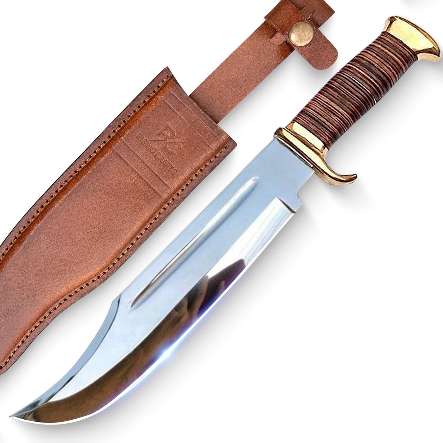 14" Crocodile Dundee Bowie Knife With Leather Sheath