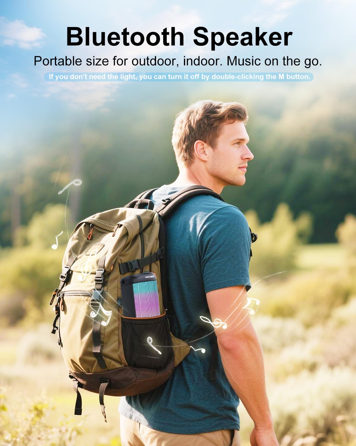 *Bluetooth Speaker with Cool Lights Stocking Stuffers for Men Women Teens Boys Girls, Portable Wireless, IPX4 Waterproof, White Elephant Gifts for Adults, HD Sound, TWS Pair, for Home/Party/Outdoor