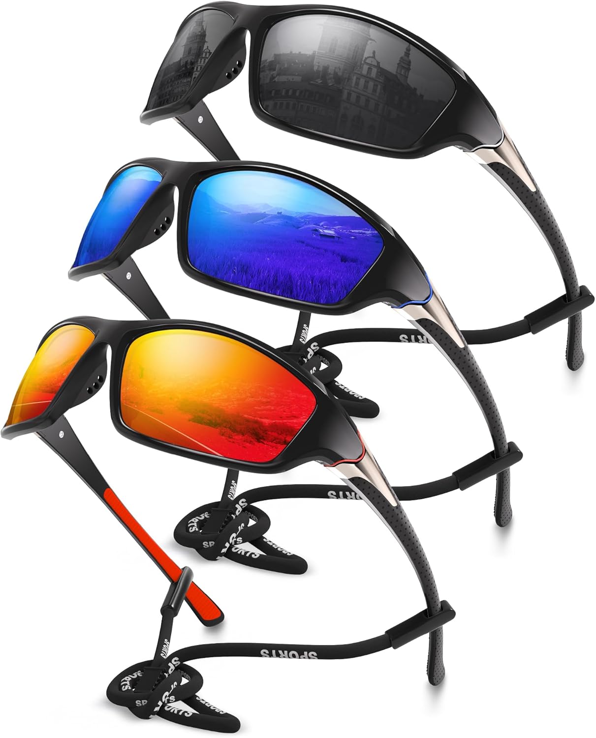 Polarized Sports Sunglasses UV400 Protection (3pk)