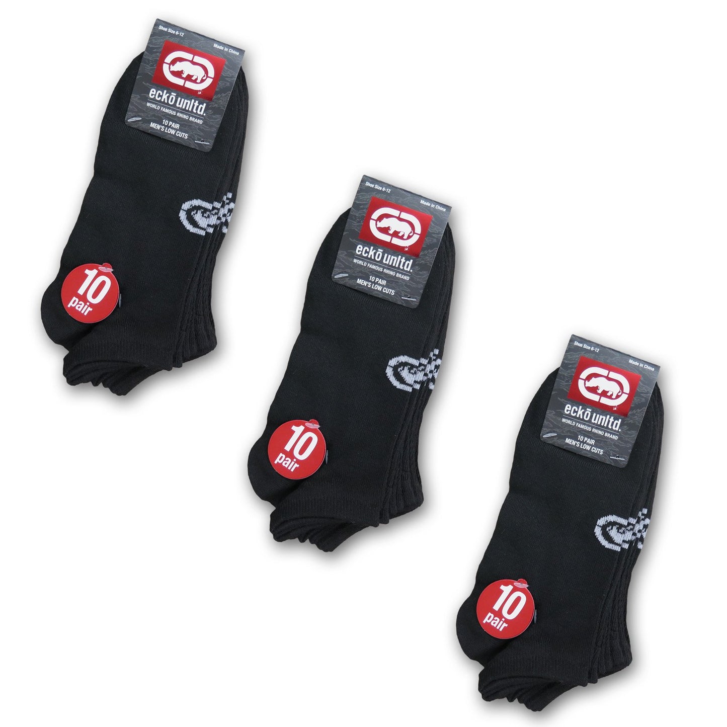 Ecko Men's Black Quick Dry No Show Socks (10, 20 or 30 Pairs).