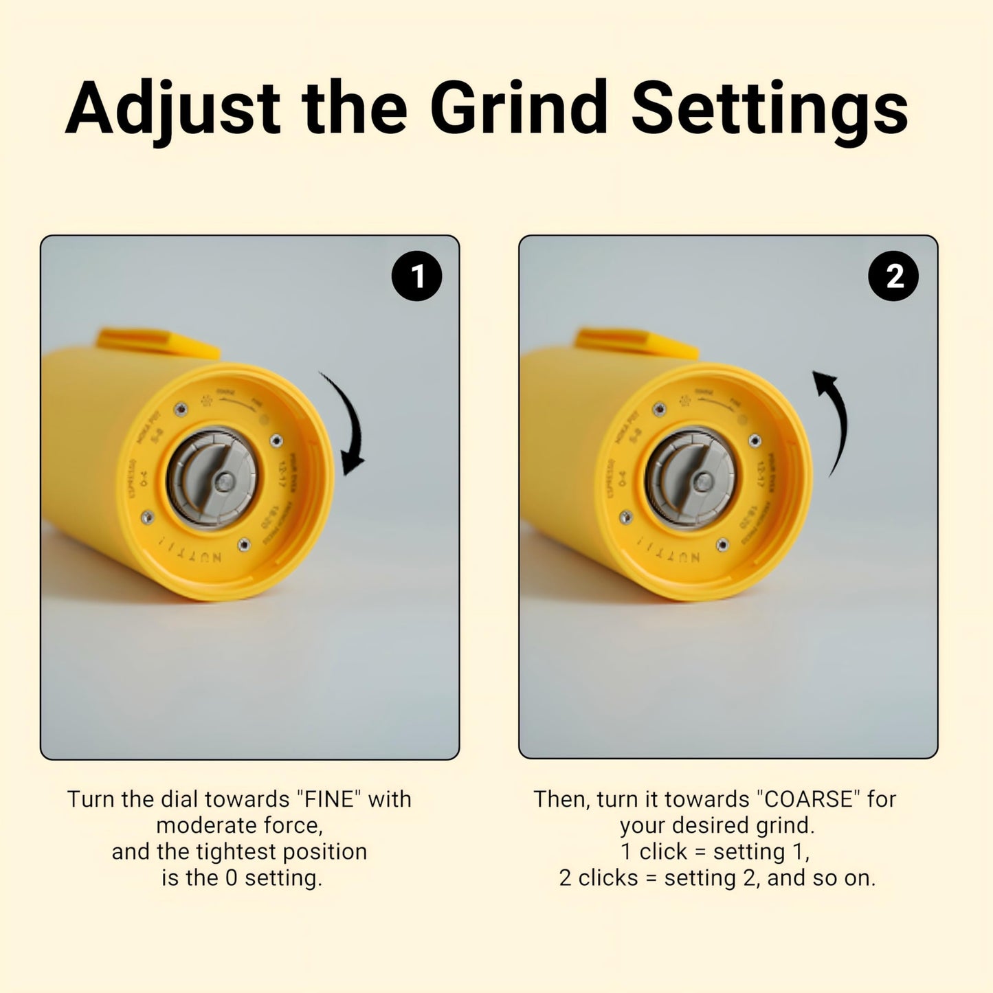 •Nuttii Burr Coffee Grinder – Electric, Portable, Small, Quiet Adjustable Conical Burr Coffee Bean Mill, 20 Grind Settings for Espresso, Pour-Over, French Press Moka, for Home Travel Use (Matte Black)