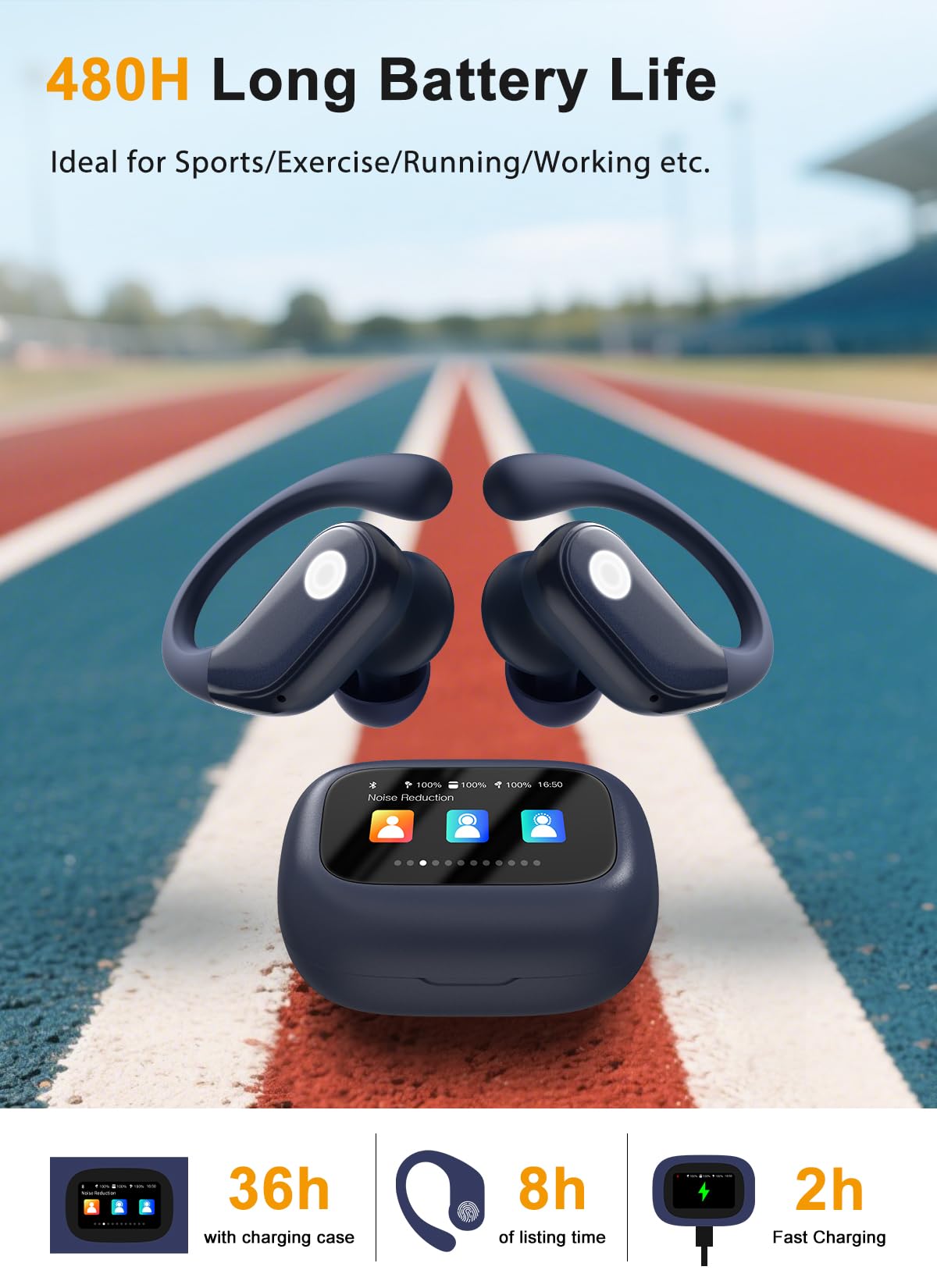 Wireless Earbuds (ENC Noise Cancelling with Multifunctional Touch Screen & Bluetooth 5.4).