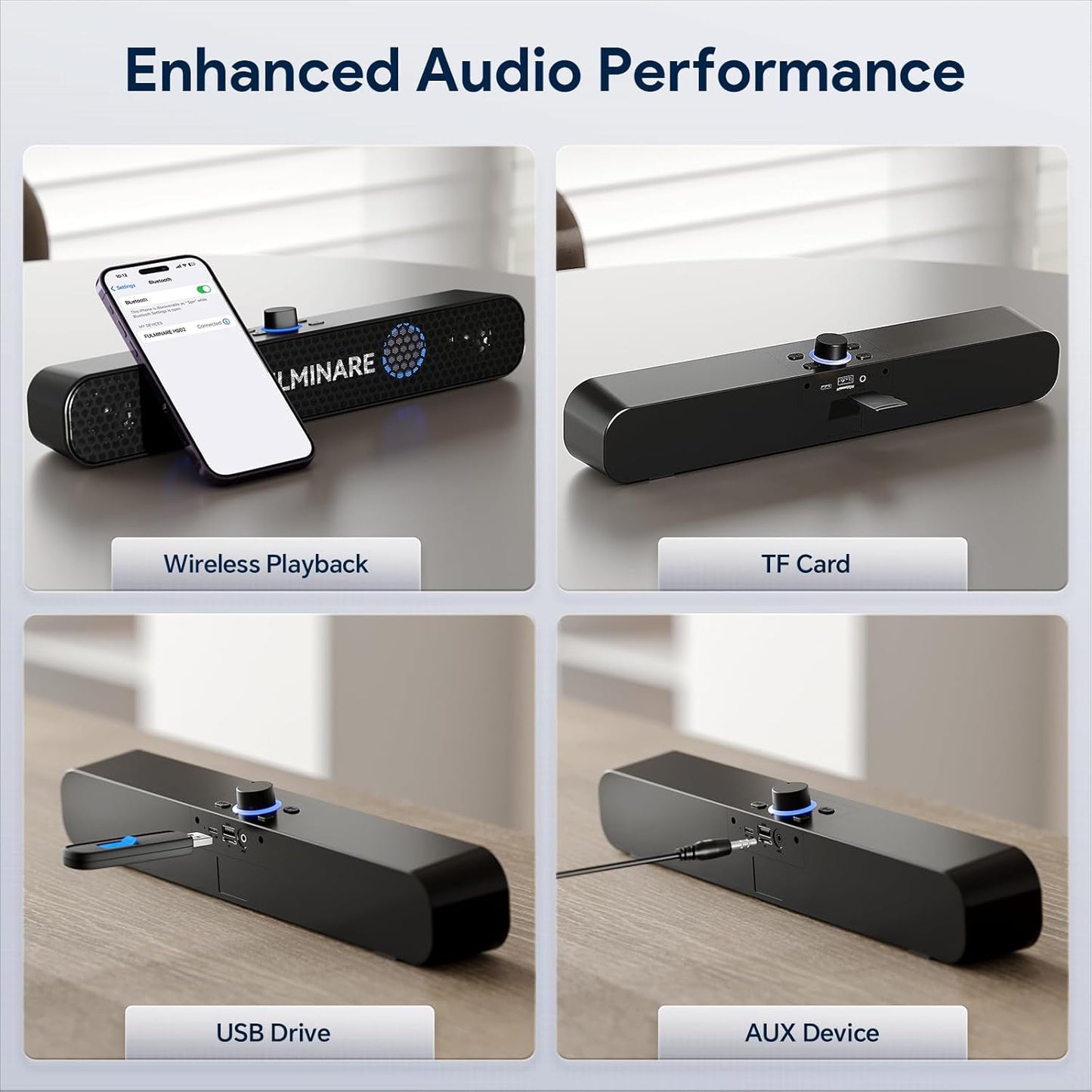 FULMINARE Bluetooth Speaker with 26W HD Sound, Portable Speaker Up to 30H Playtime, AUX&TF-Card&USB Input, LED Lights, Speakers Bluetooth 5.3 Wireless for Home/Party/Outdoor, Birthday Gift (Black)