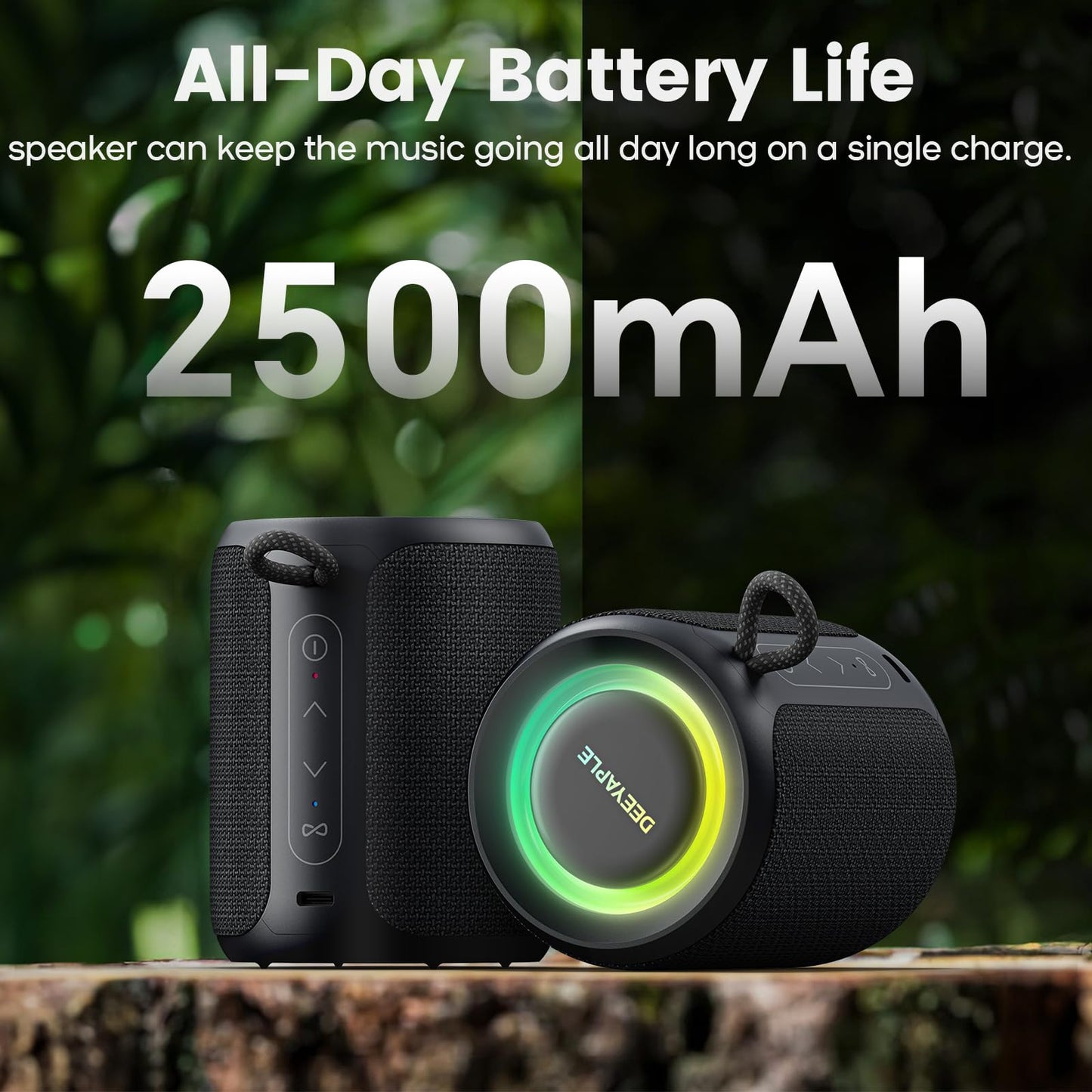 *Bluetooth Speaker Wireless,IP67 Waterproof & Dustproof Portable Speaker with Lights,15W Loud Stereo Sound, 2500mAh Battery All Day Playtime, TWS Pairing, BT5.3, Home/Party/Outdoor/Beach (Black)