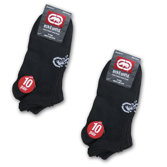 Ecko Men's Black Quick Dry No Show Socks (10, 20 or 30 Pairs).