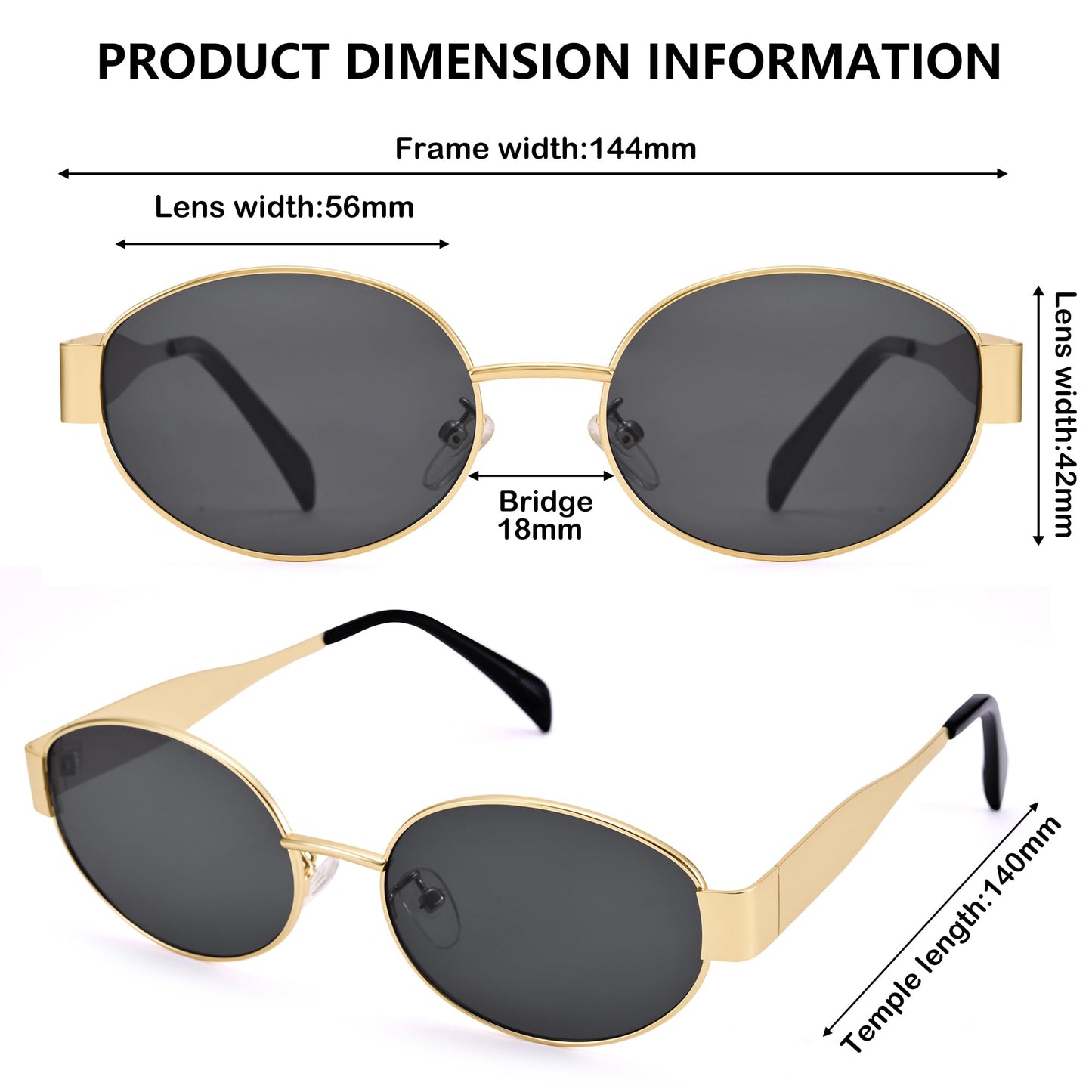 Retro Oval Gold Sun- Fashion Metal Frame Shades