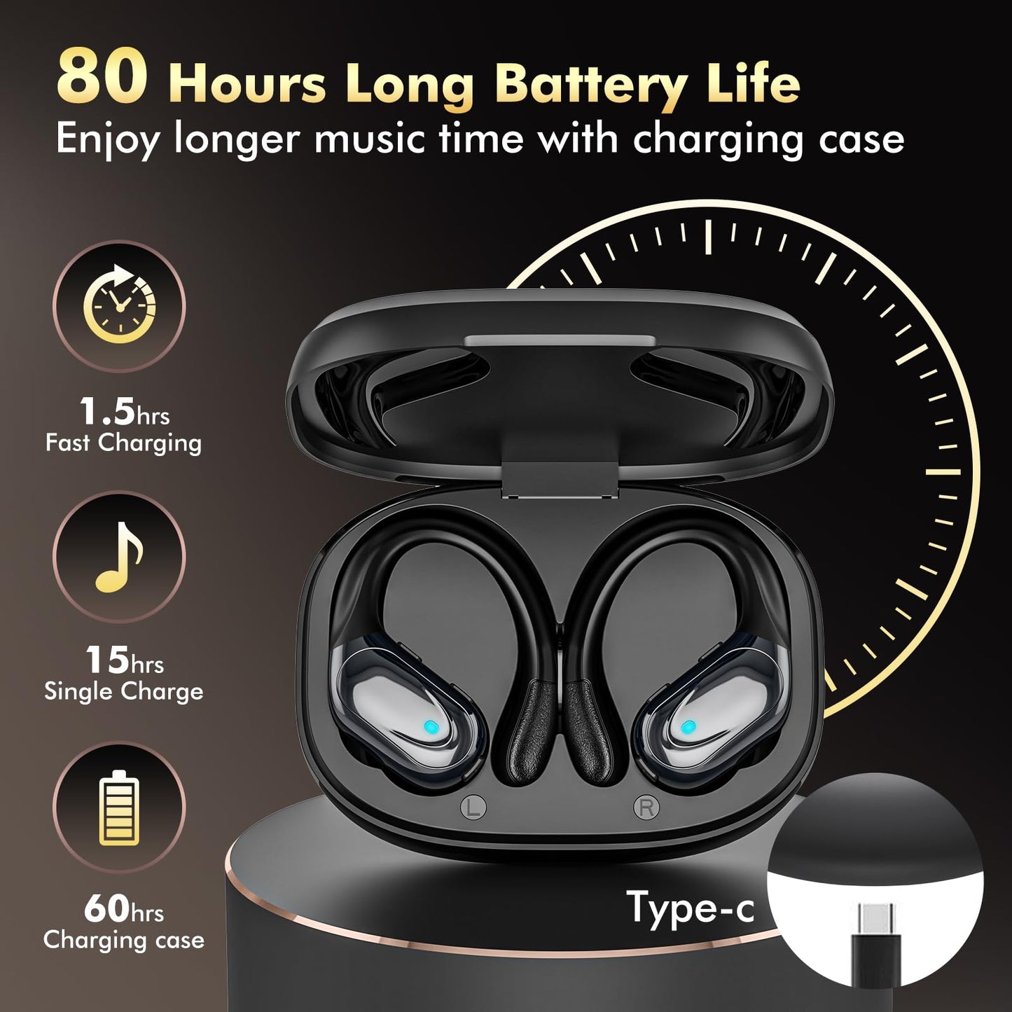 Wireless Earbuds (80Hrs Playtime-PX7 Waterproof).