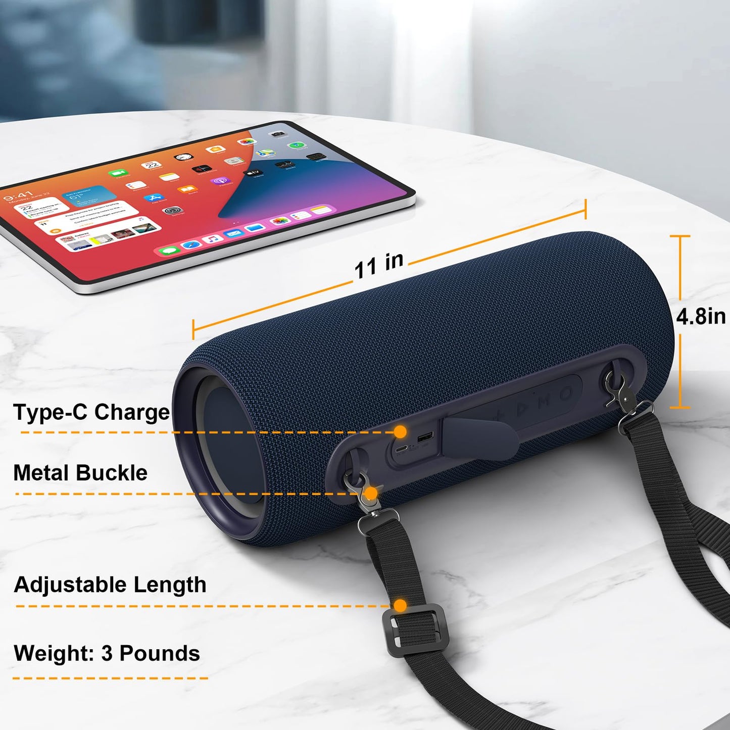 *Passau Portable Bluetooth Speakers 40W Peak Loud Stereo Sound, Passive Radiators-Deep Bass, All Day Playtime, Adjustable Strap, BT5.3, IPX5 Wireless Speaker RGB Lights for Indoor Outdoor-Green》