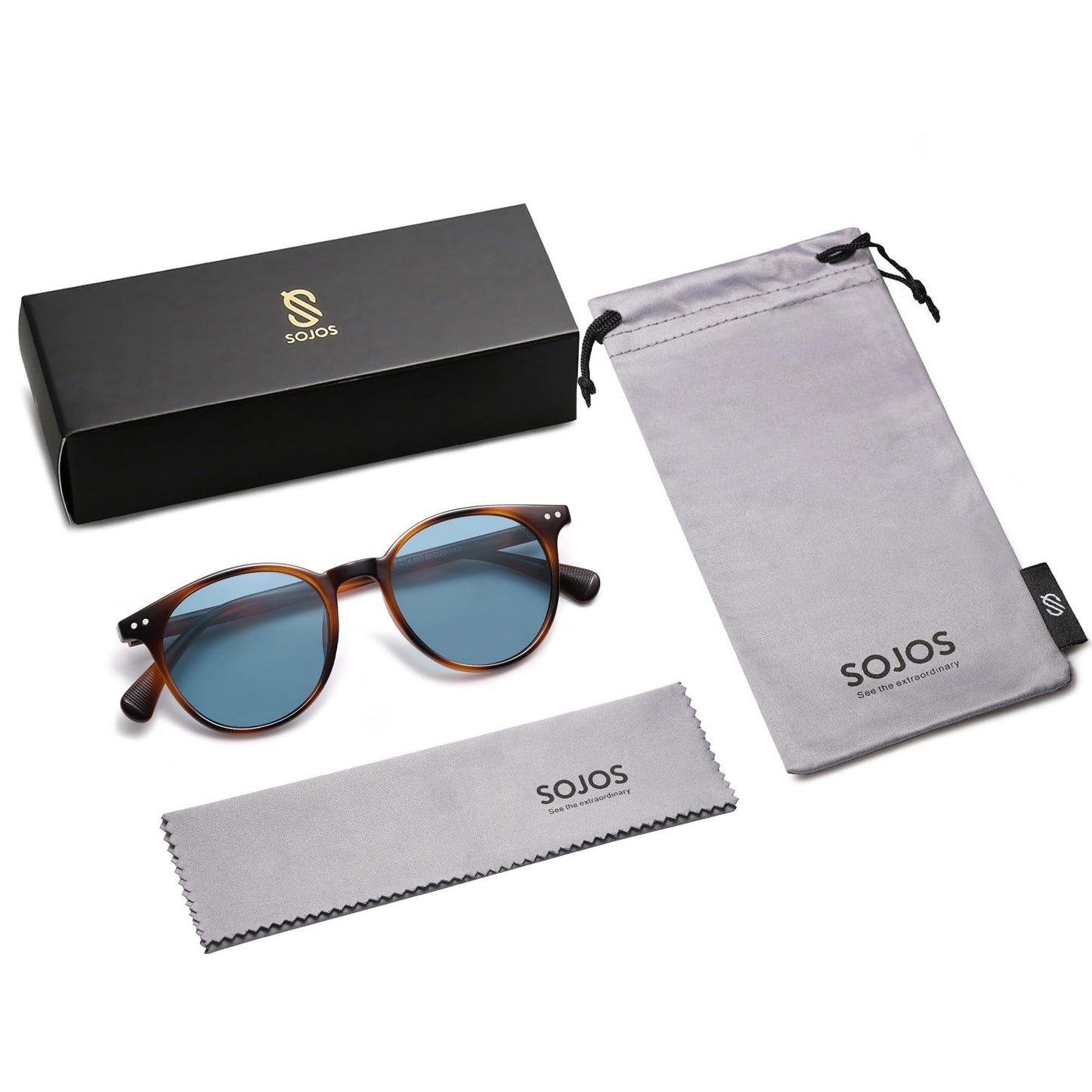 SOJOS Small Round Classic Polarized Sunglasses Vintage Style UV400 Lens MAY SJ2113