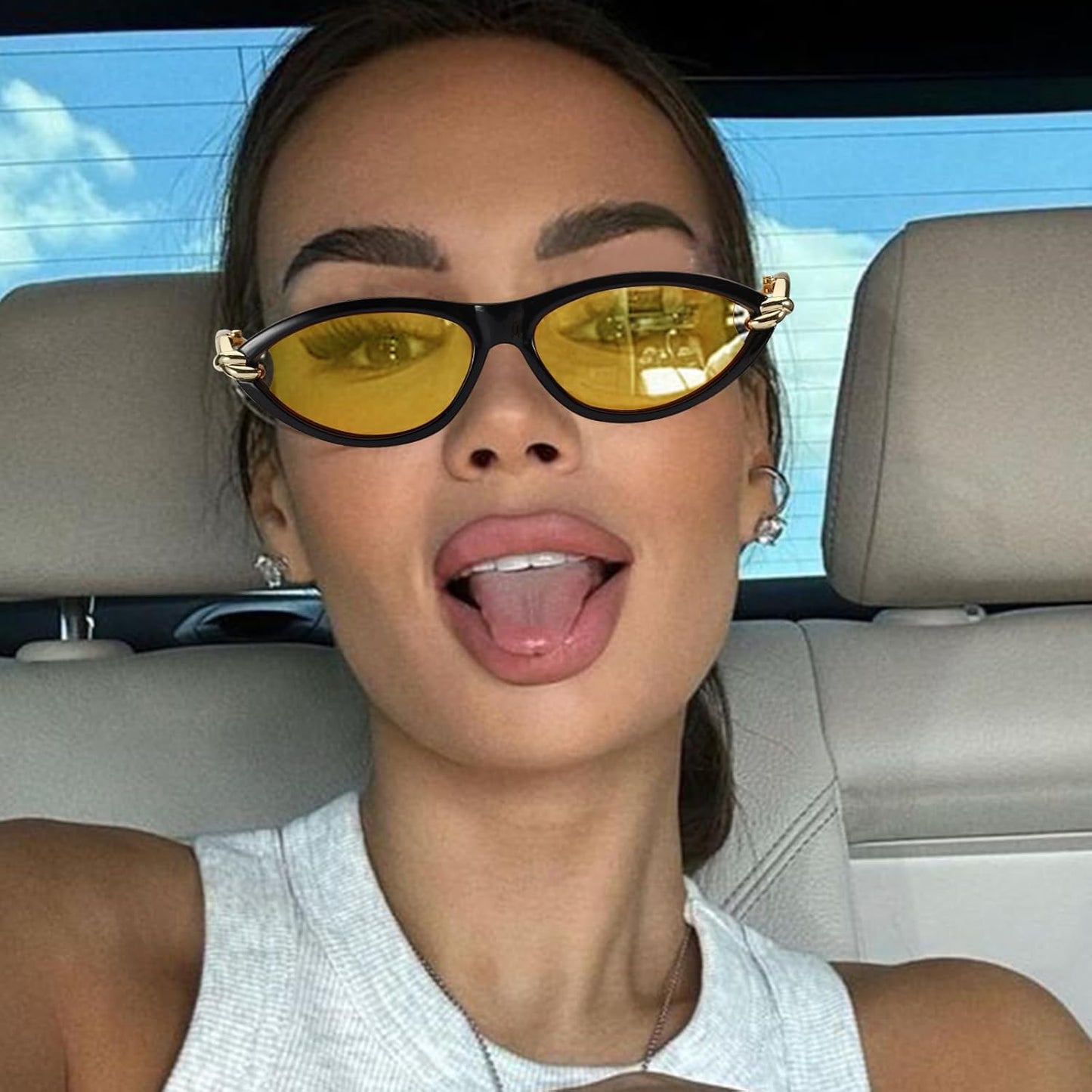 Cat Eye Sunglasses (gold accents).