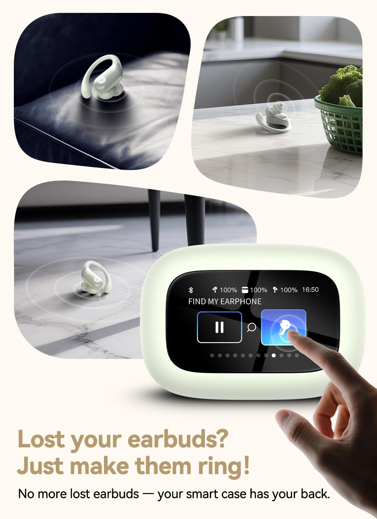 Wireless Earbuds (ENC Noise Cancelling with Multifunctional Touch Screen & Bluetooth 5.4).