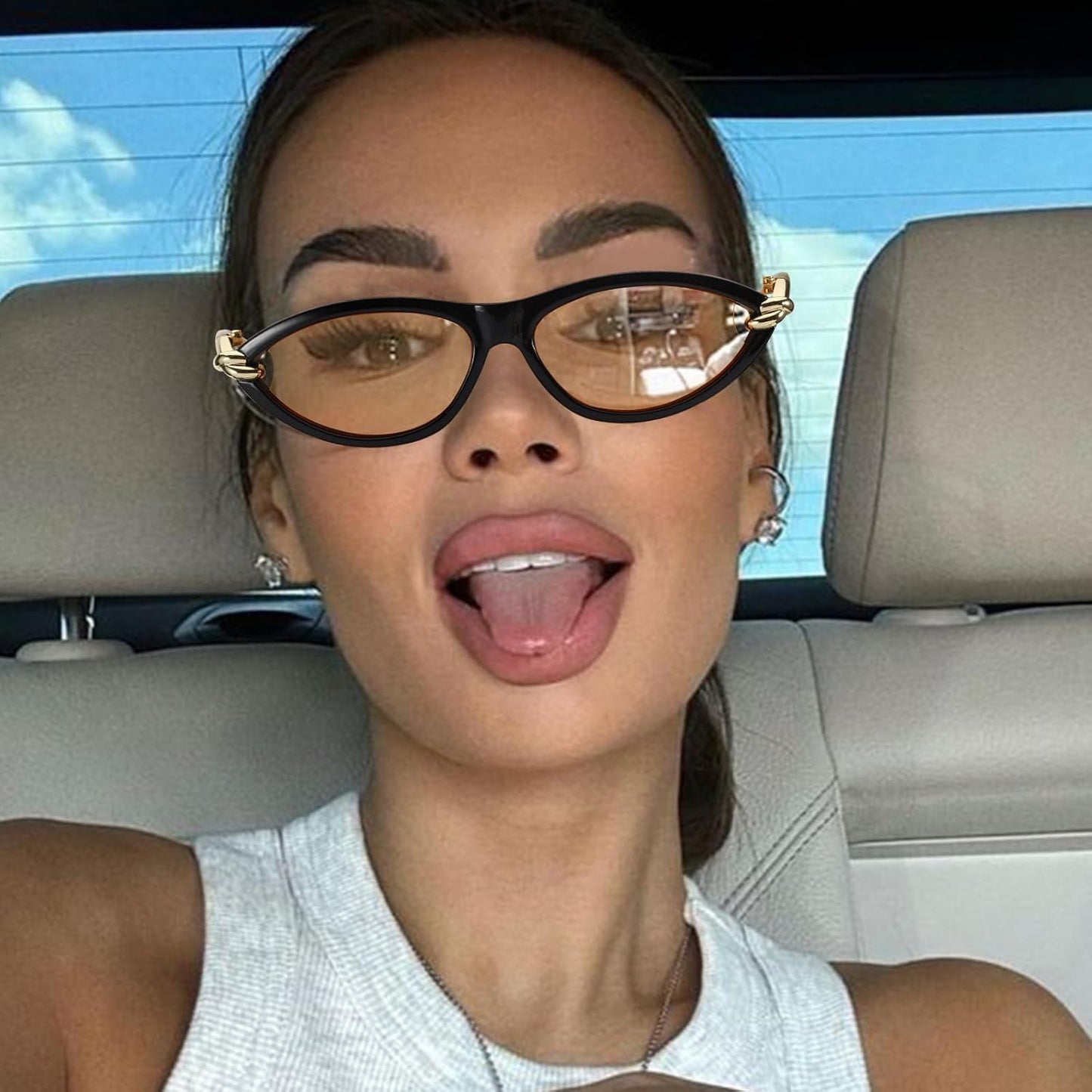 Cat Eye Sunglasses (gold accents).