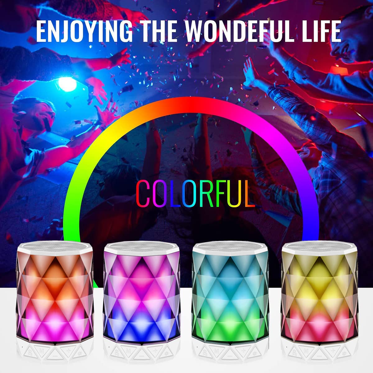 *LFS Portable Bluetooth Speakers, Night Light Waterproof, Lightweight Portable Speakers for Travel, Pool, Beach, Biking, Kayak, Gifts for Kids, Women