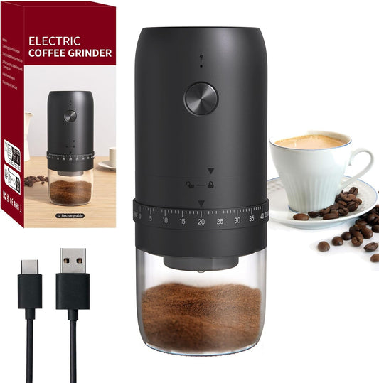 •Portable Battery Powered Burr Coffee Grinder with 40 Adjustable Settings and 35g Capacity, 1800mAh Rechargeable Coffee Bean Grinder with Conical Ceramic Burr for Travel, Camping, Office, Espresso etc