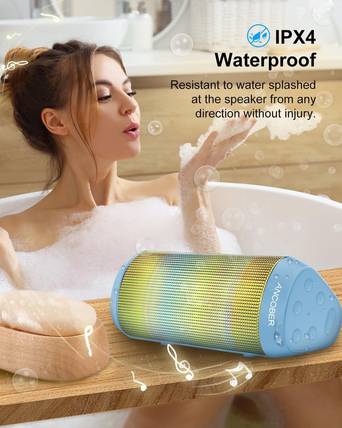 *Bluetooth Speaker with Cool Lights Stocking Stuffers for Men Women Teens Boys Girls, Portable Wireless, IPX4 Waterproof, White Elephant Gifts for Adults, HD Sound, TWS Pair, for Home/Party/Outdoor