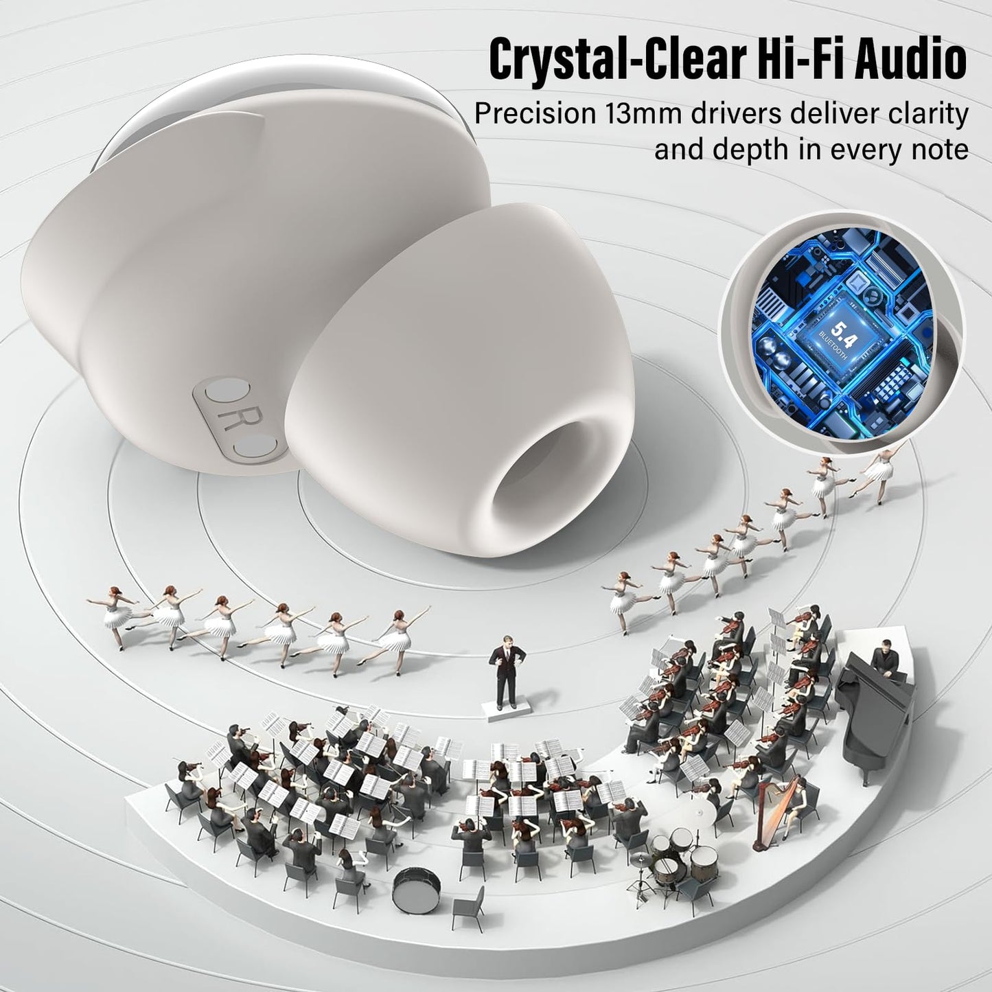 Sleep Earbuds (Bluetooth 5.4-Smart Touch Screen-48H Playtime-IPX7 Waterproof).