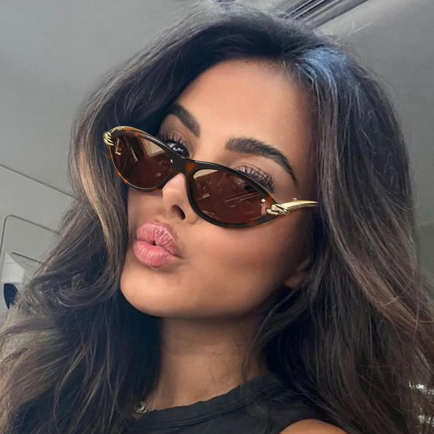 Cat Eye Sunglasses (gold accents).