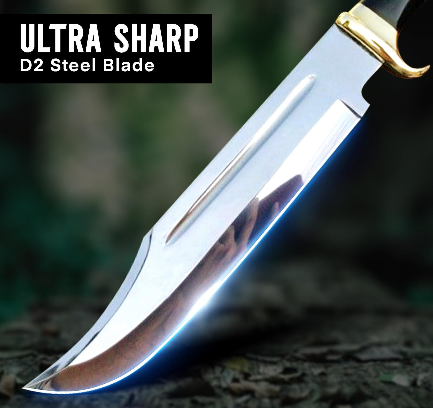 14" Crocodile Dundee Bowie Knife With Leather Sheath