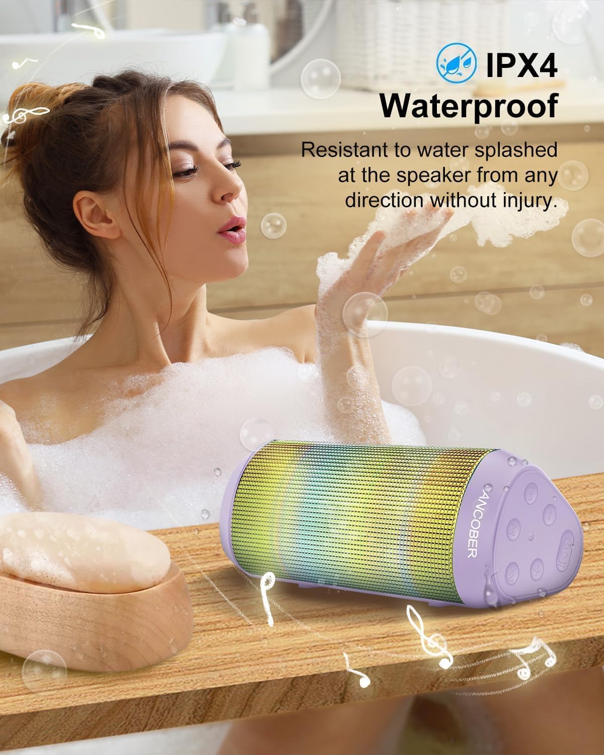 *Bluetooth Speaker with Cool Lights Stocking Stuffers for Men Women Teens Boys Girls, Portable Wireless, IPX4 Waterproof, White Elephant Gifts for Adults, HD Sound, TWS Pair, for Home/Party/Outdoor