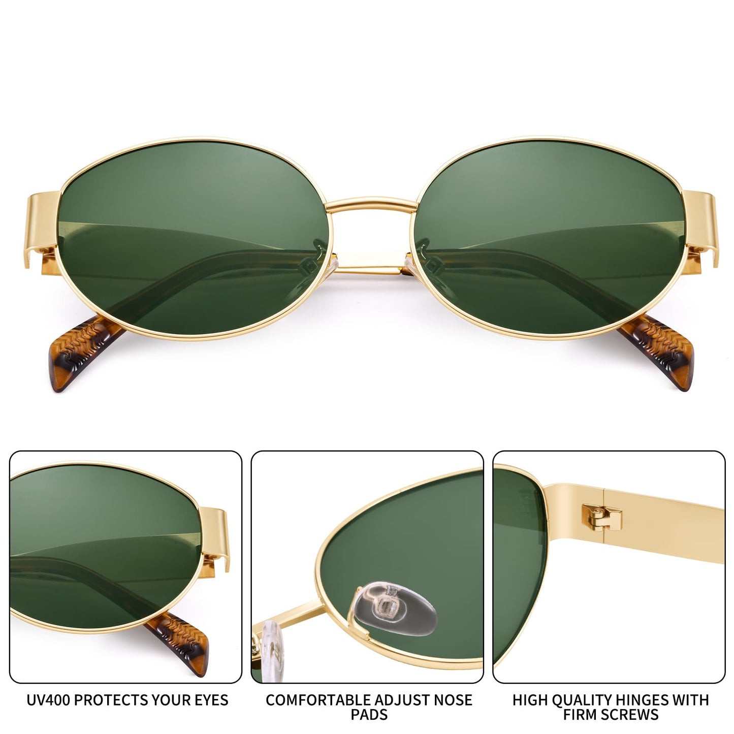 Retro Oval Gold Sun- Fashion Metal Frame Shades