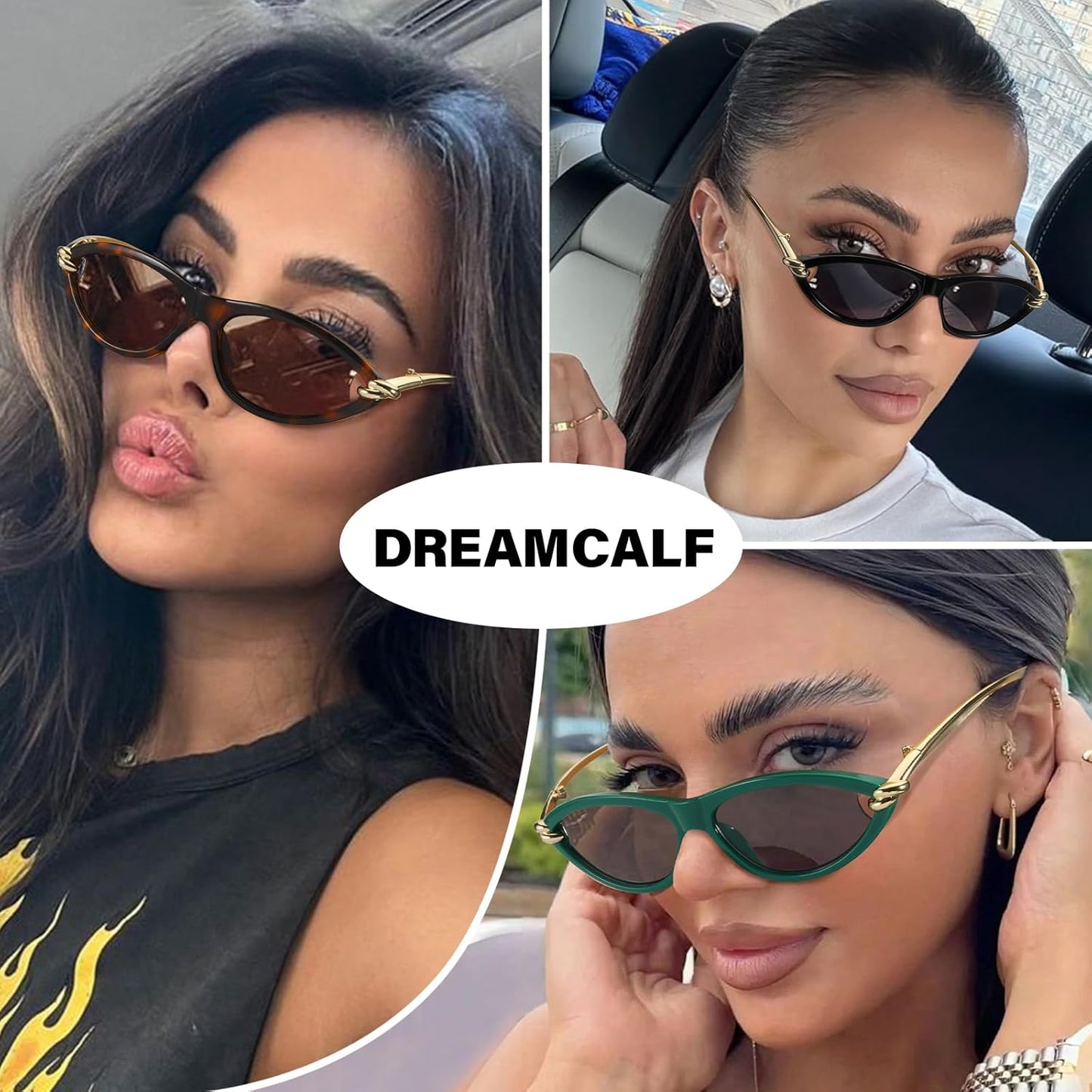 Cat Eye Sunglasses (gold accents).