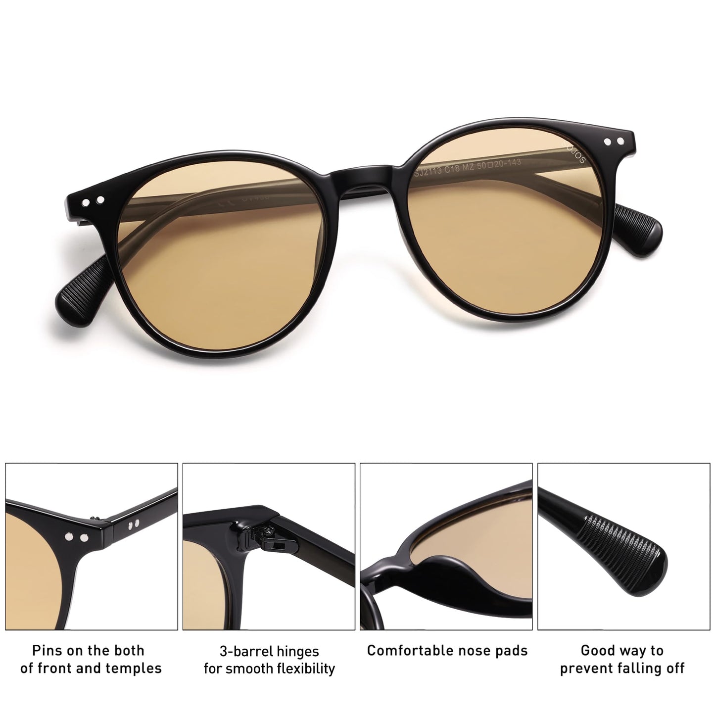 SOJOS Small Round Classic Polarized Sunglasses Vintage Style UV400 Lens MAY SJ2113