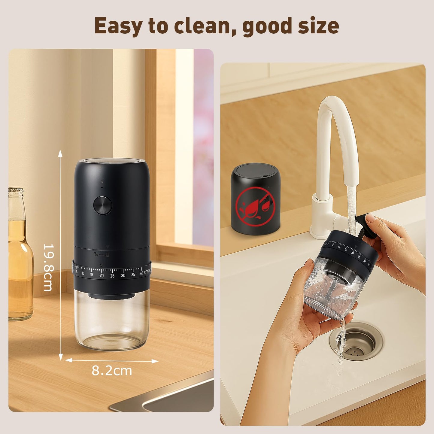 •Portable Electric Burr Coffee Grinder with 40 Adjustable Settings, Conical burr coffee grinder, Coffee Bean Grinding Machine with Conical Burr Coffee Grinder 1800mAh Rechargeable for Travel, Home