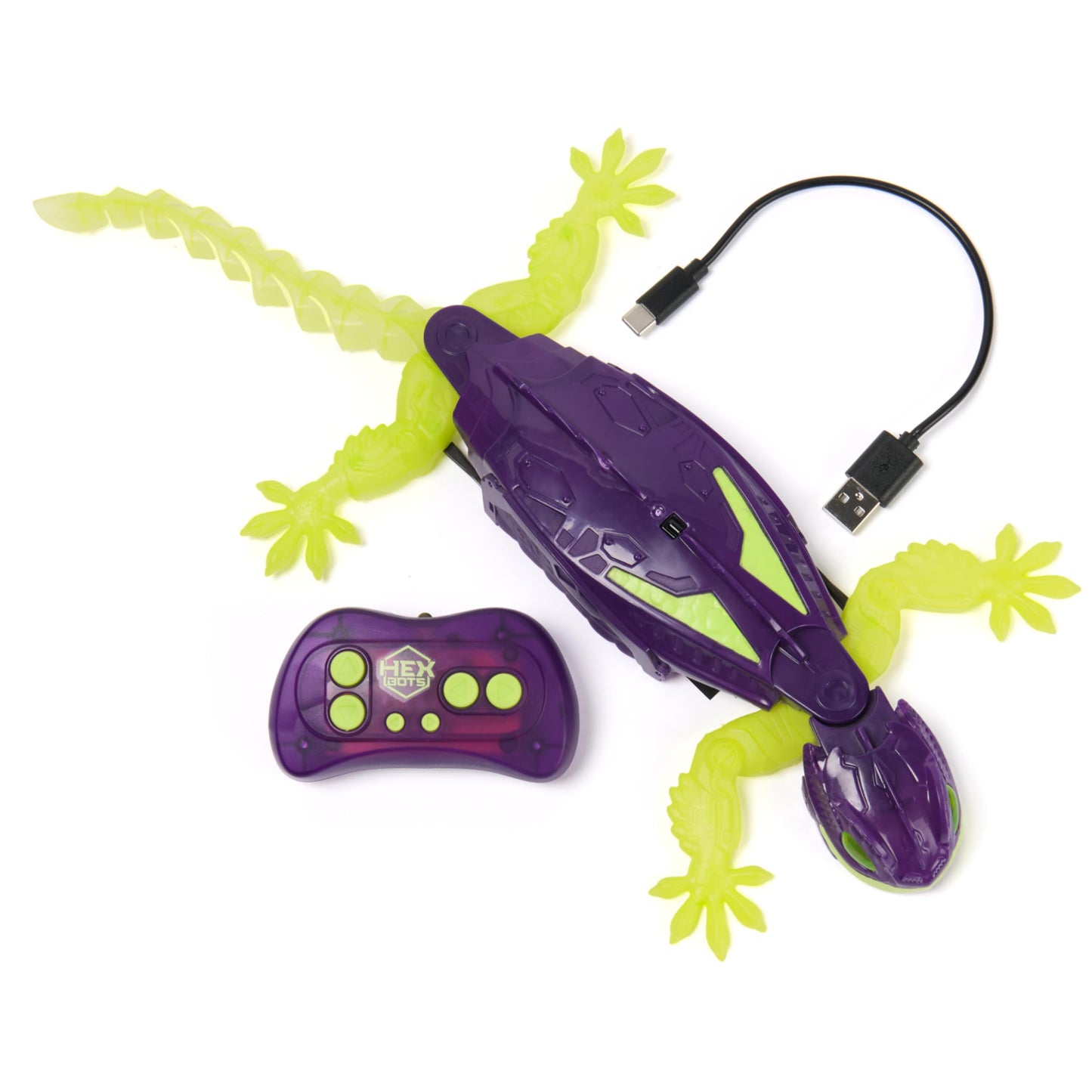 HEX BOTS WALL CRAWLER GECKO, RECHARGEABLE REMOTE CONTROL ROBOT-CLIMBS UP WALLS!-AGES 4 & UP