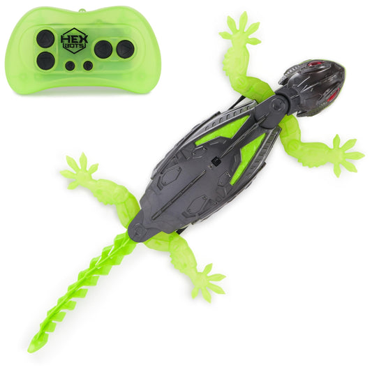 HEX BOTS WALL CRAWLER GECKO, RECHARGEABLE REMOTE CONTROL ROBOT-CLIMBS UP WALLS!-AGES 4 & UP