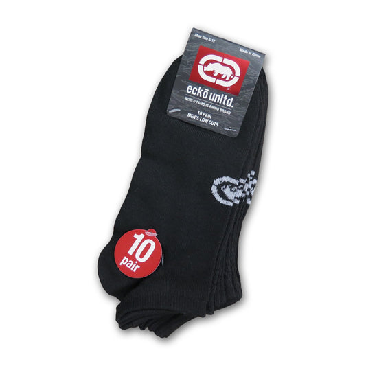 Ecko Men's Black Quick Dry No Show Socks (10, 20 or 30 Pairs).