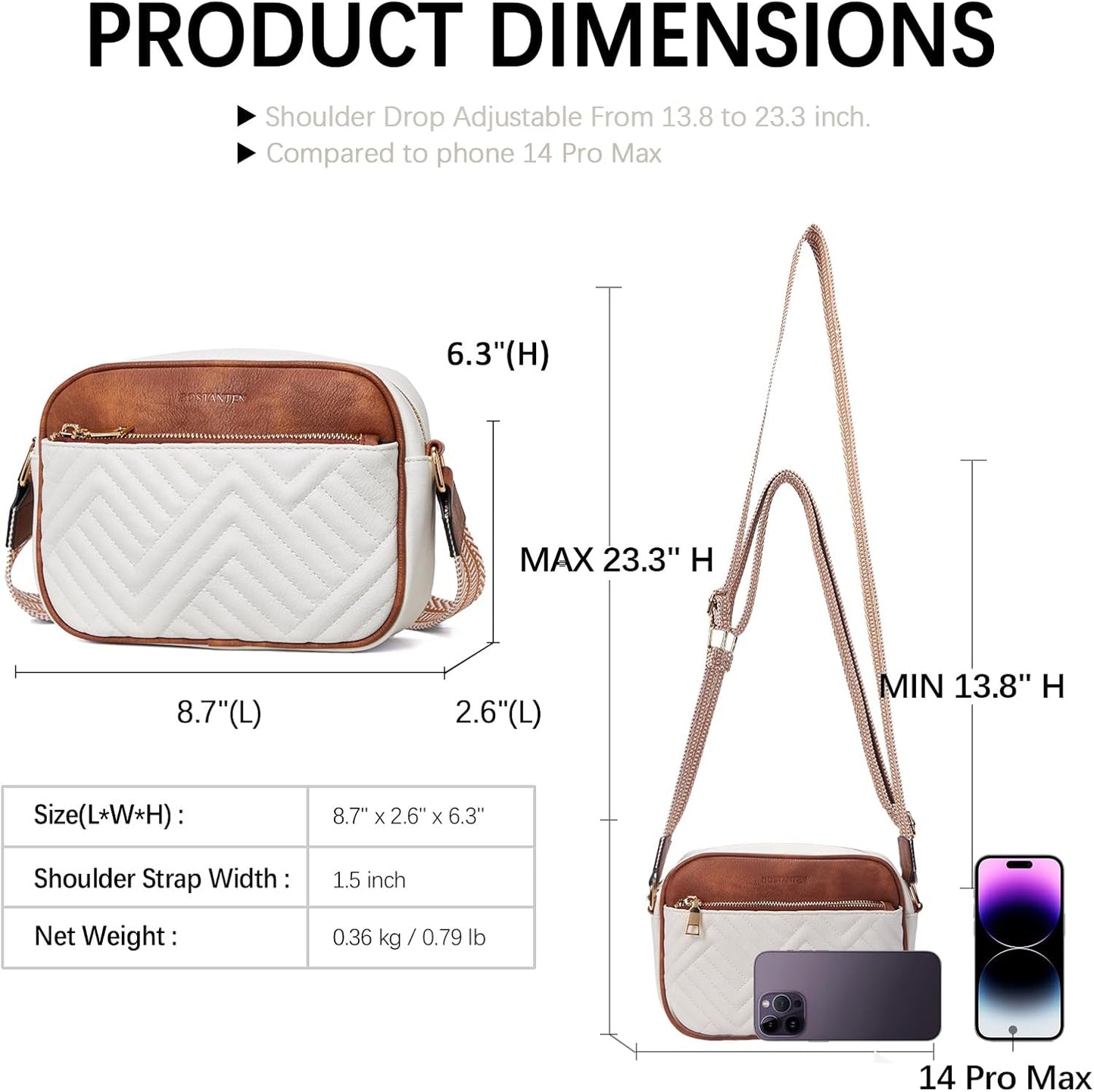 BOSTANTEN Quilted Crossbody Bags for Women Vegan Leather Purses Small Shoulder Handbags with Wide Strap - PryTheory