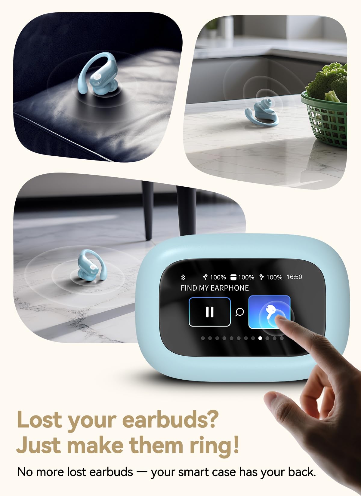 Wireless Earbuds (ENC Noise Cancelling with Multifunctional Touch Screen & Bluetooth 5.4).
