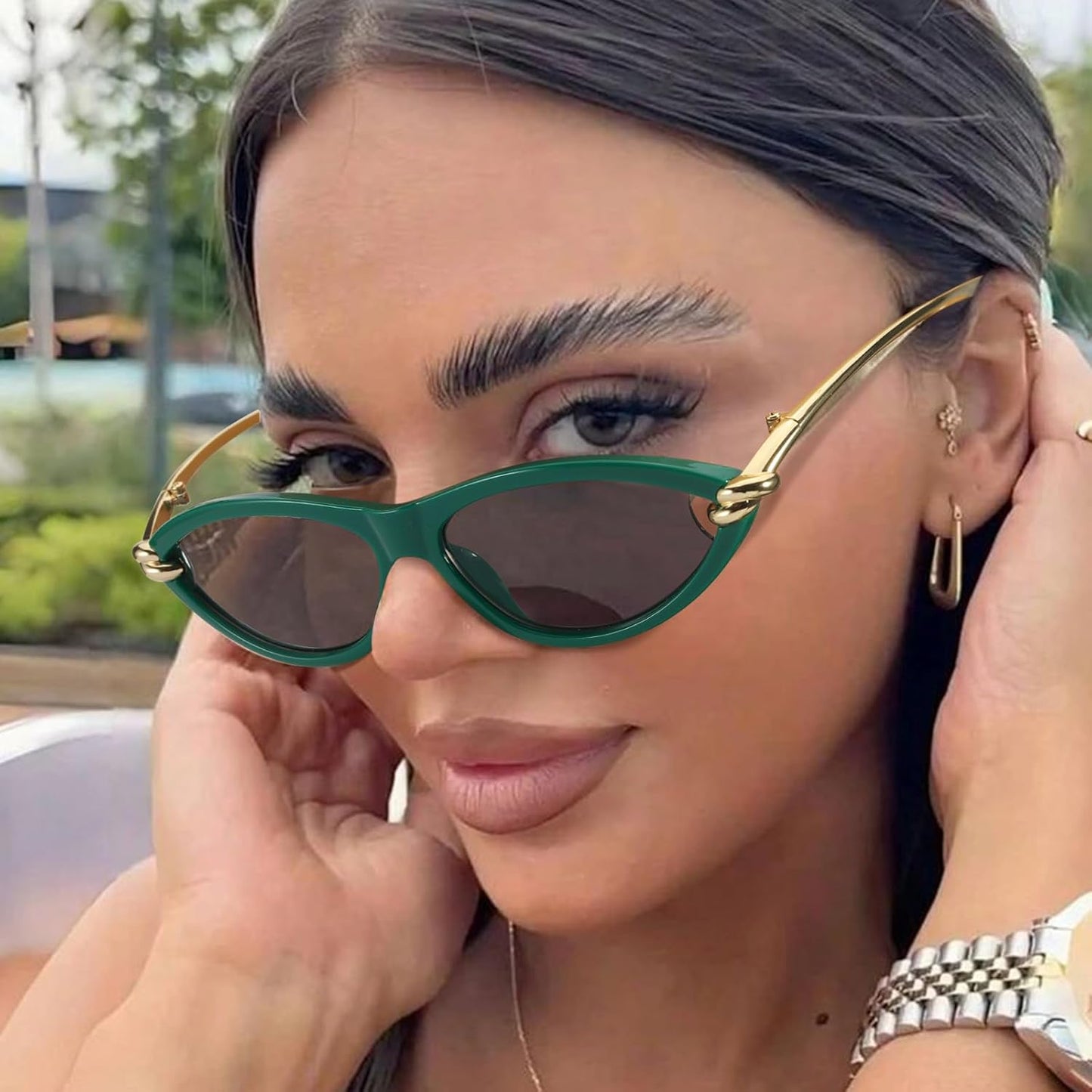 Cat Eye Sunglasses (gold accents).