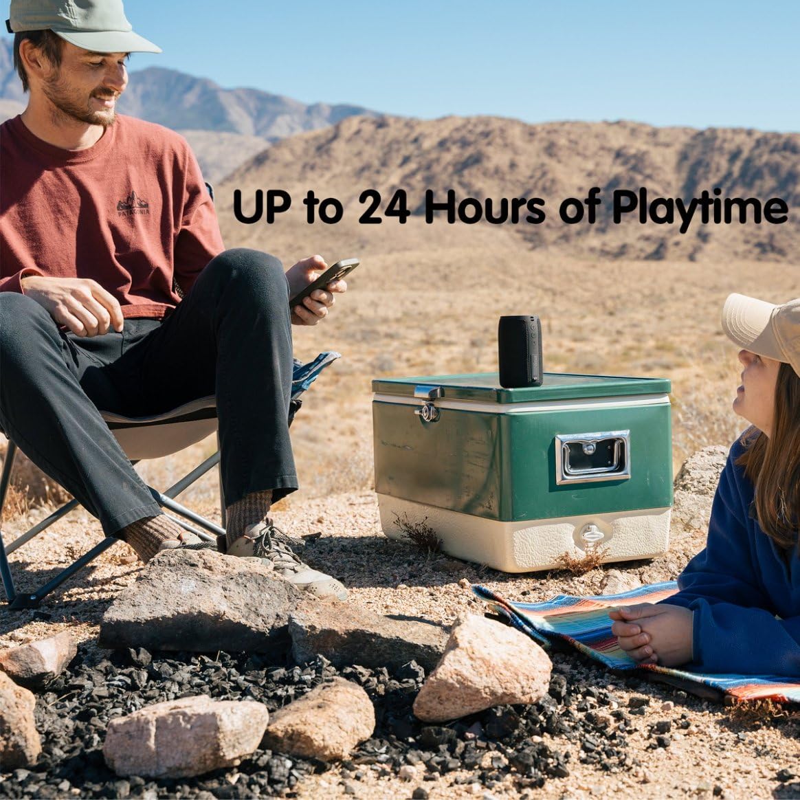 *MusiBaby M68 Portable Bluetooth Speakers – Wireless, Waterproof, Dual Pairing, Deep Bass, Small & Loud with 24H+ Playtime – Outdoor Travel, Beach, Camping, Party, Gifts for Men Women (Black)