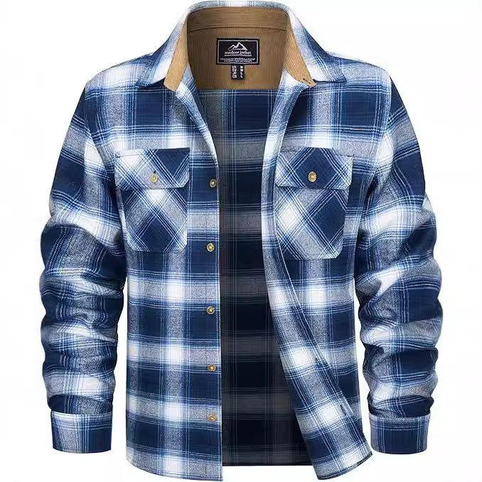 European And American Fall Winter Men's Flannel Casual Button Shirt - PryTheory