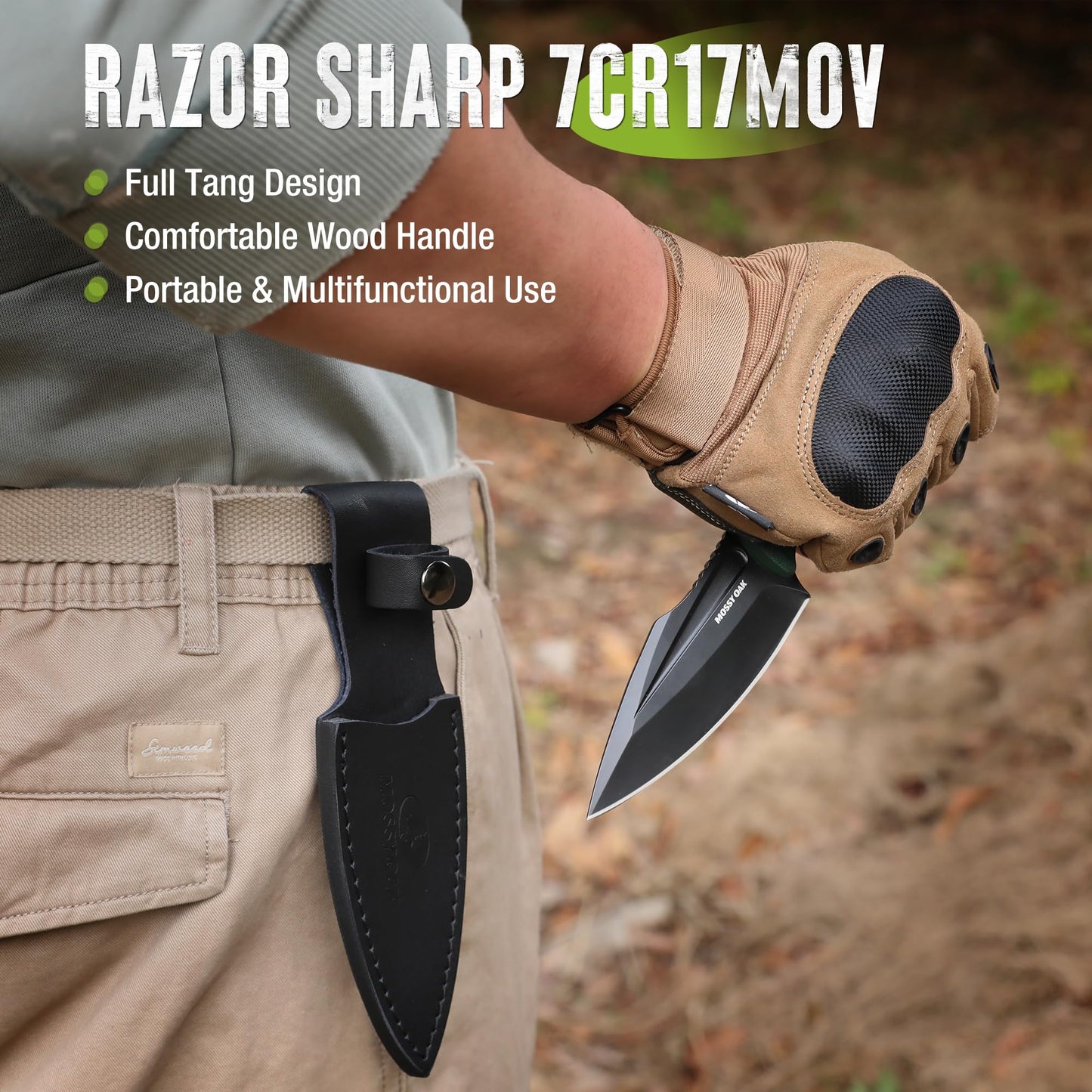 MOSSY OAK 8.5-inch FULL-TANG FIXED BLADE KNIFE