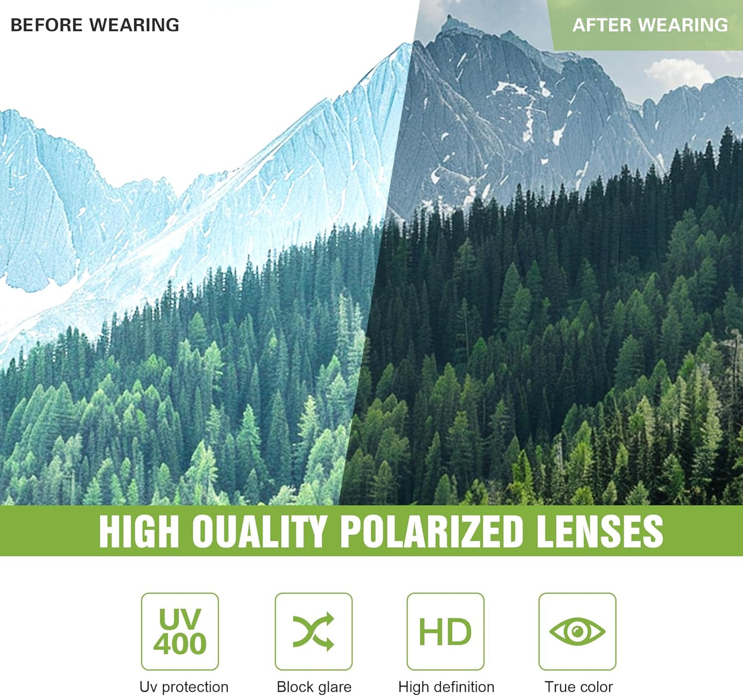 Polarized Sports Sunglasses UV400 Protection (3pk)