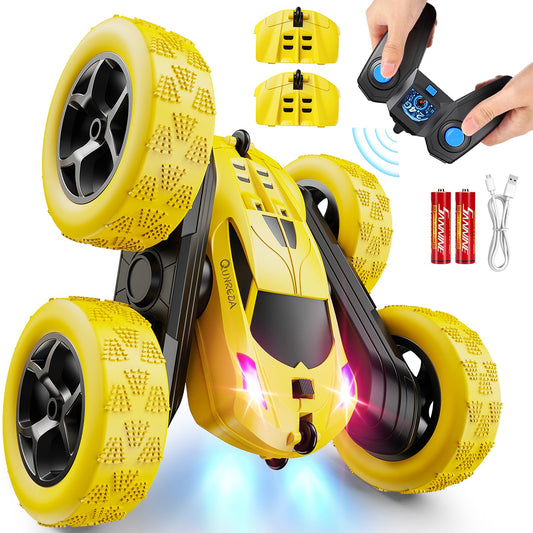 Remote Control-4WD Stunt Car with LED Lights & 360° Flips-2.4GHz-Upgraded USB-C Modular Batteries