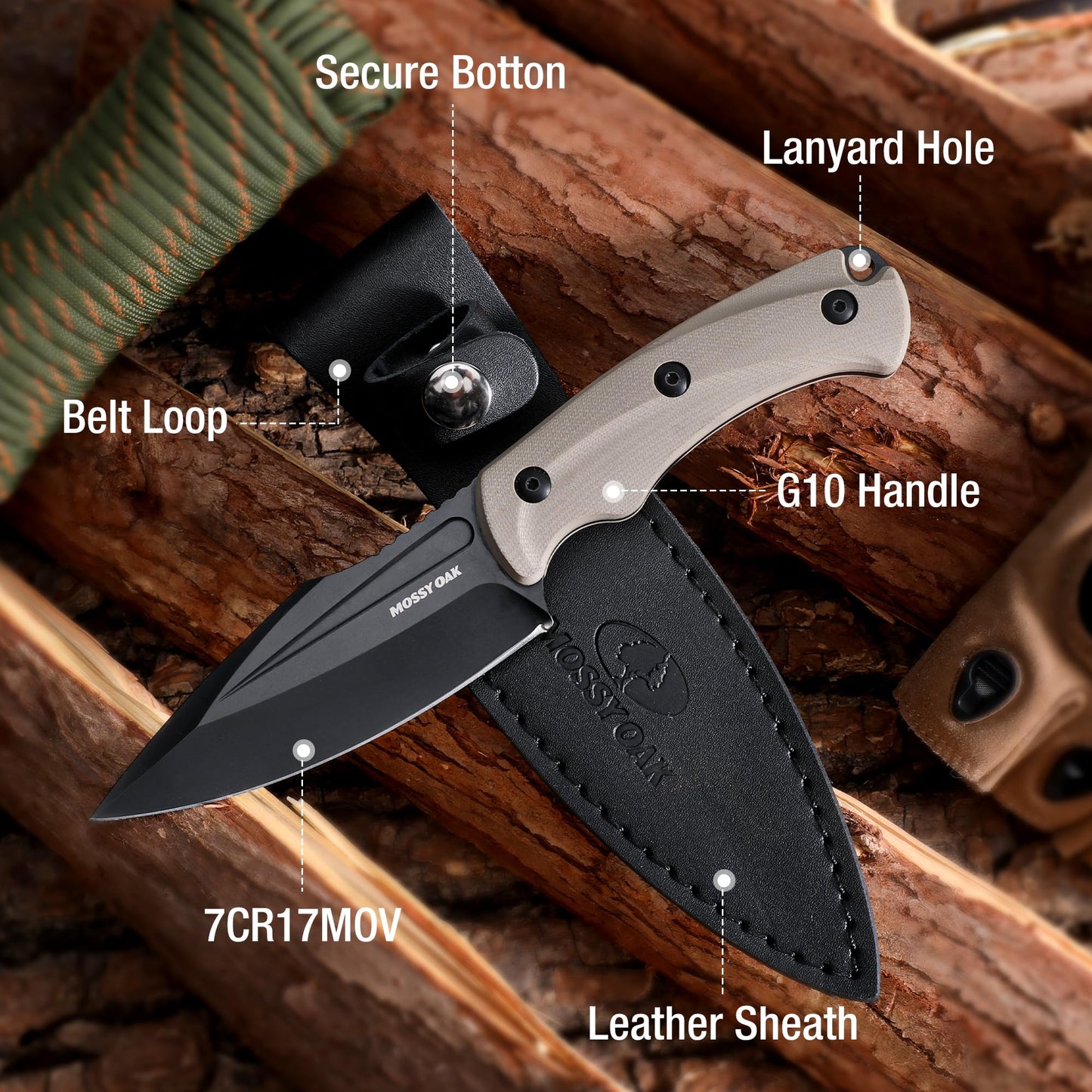 MOSSY OAK 8.5-inch FULL-TANG FIXED BLADE KNIFE