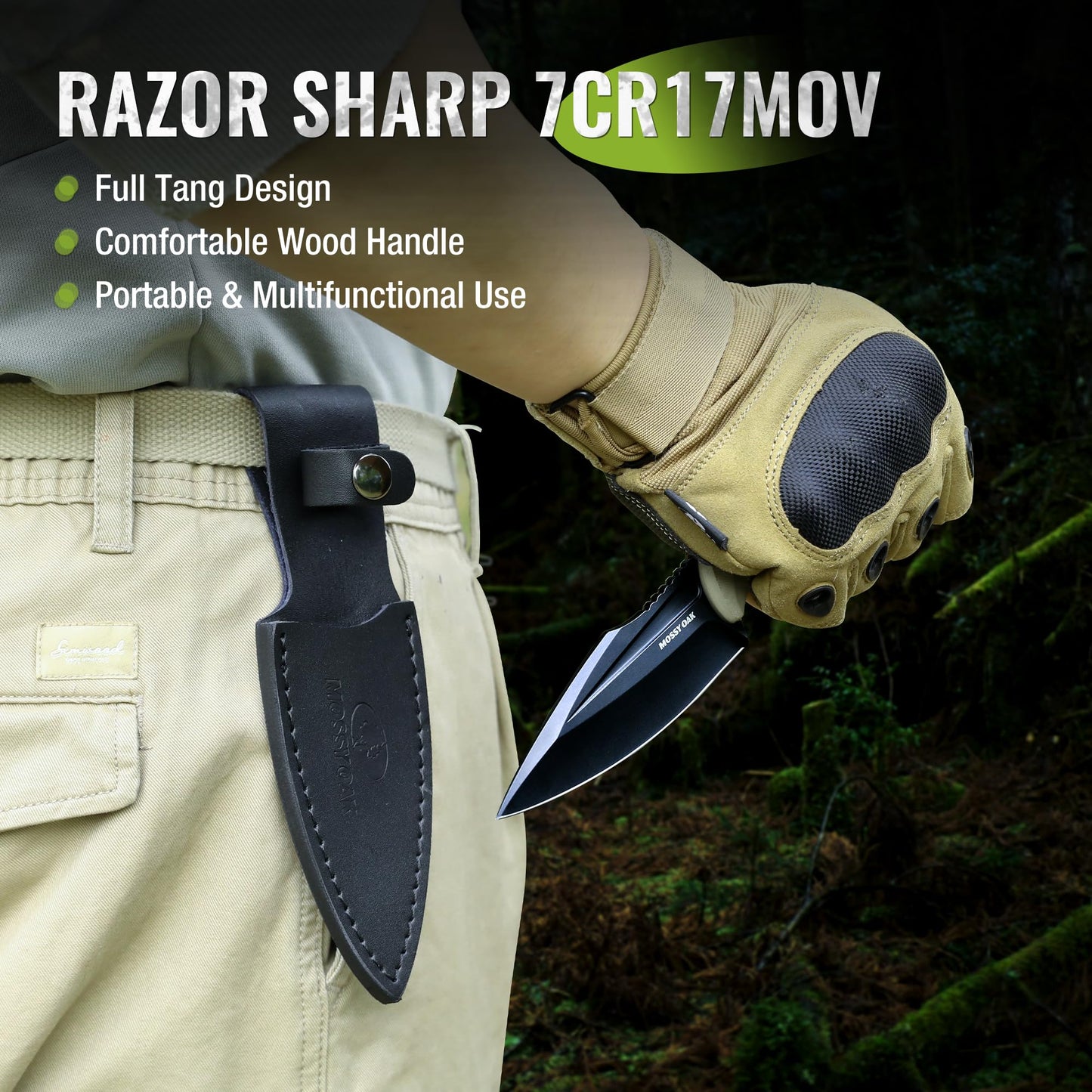 MOSSY OAK 8.5-inch FULL-TANG FIXED BLADE KNIFE