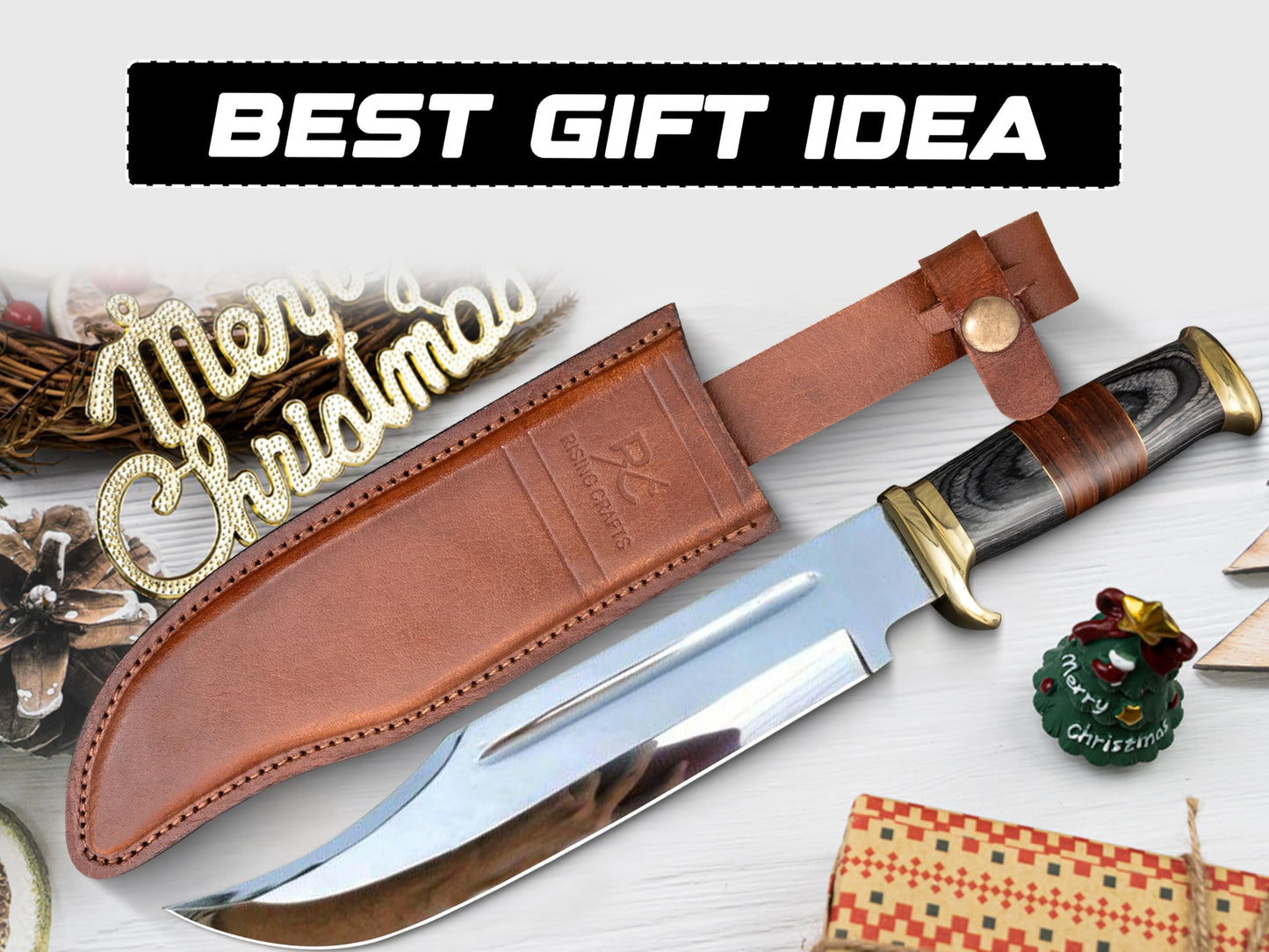 14" Crocodile Dundee Bowie Knife With Leather Sheath