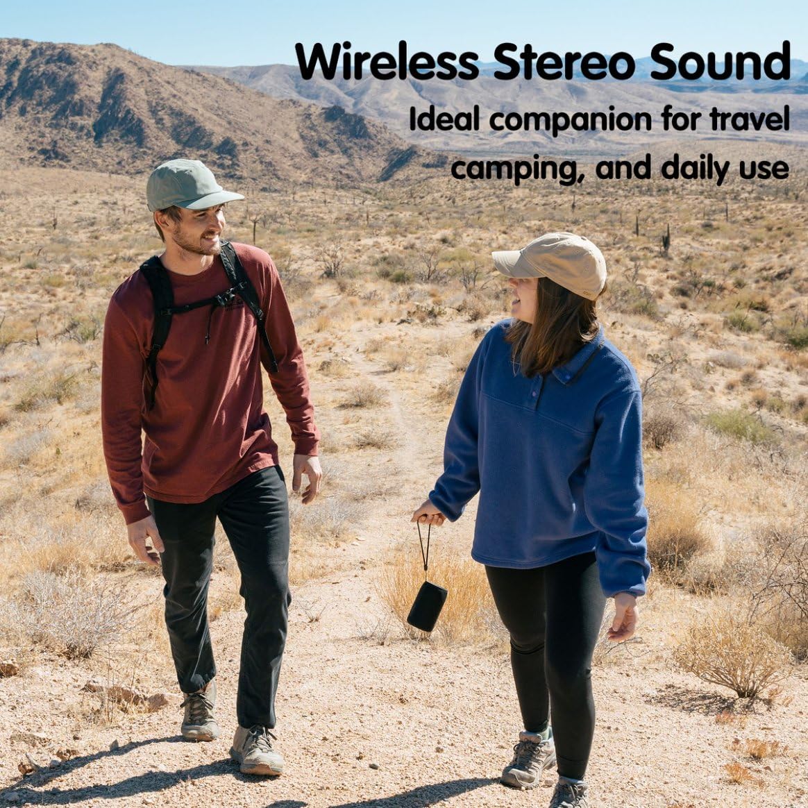 *MusiBaby M68 Portable Bluetooth Speakers – Wireless, Waterproof, Dual Pairing, Deep Bass, Small & Loud with 24H+ Playtime – Outdoor Travel, Beach, Camping, Party, Gifts for Men Women (Black)