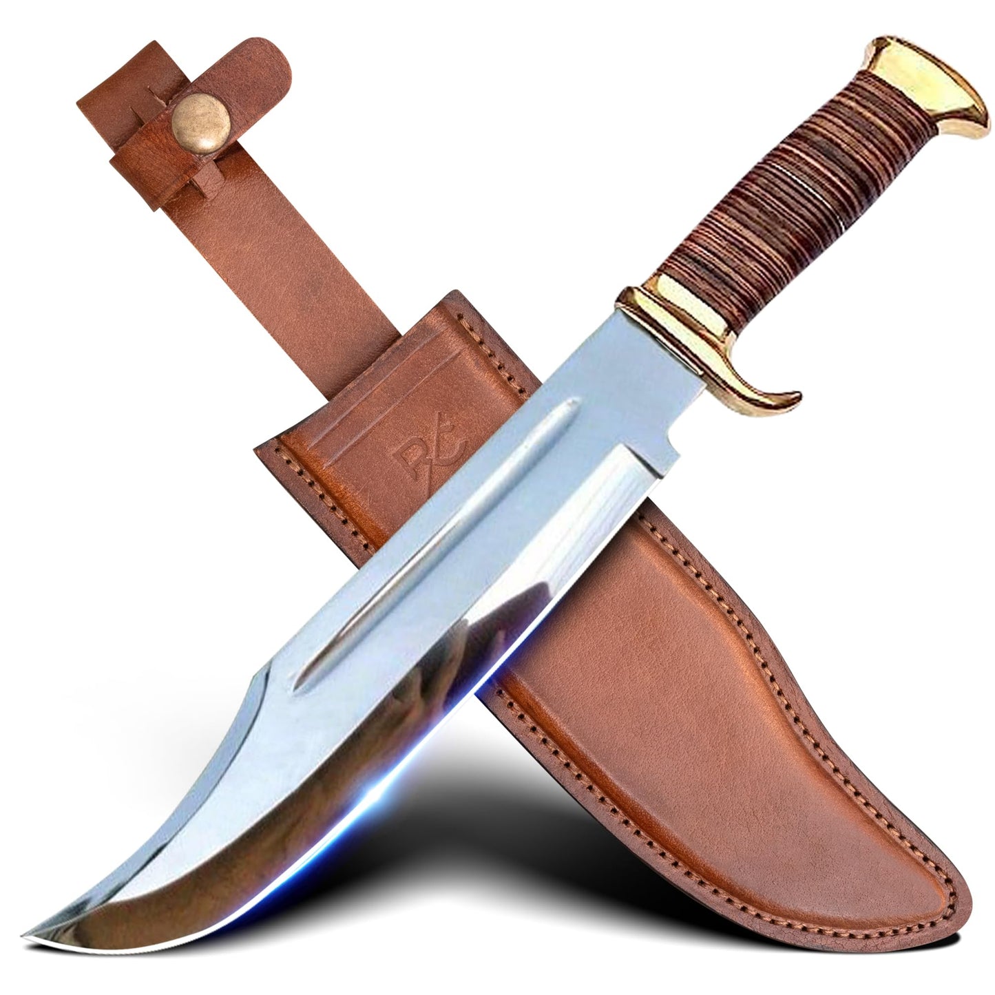 14" Crocodile Dundee Bowie Knife With Leather Sheath