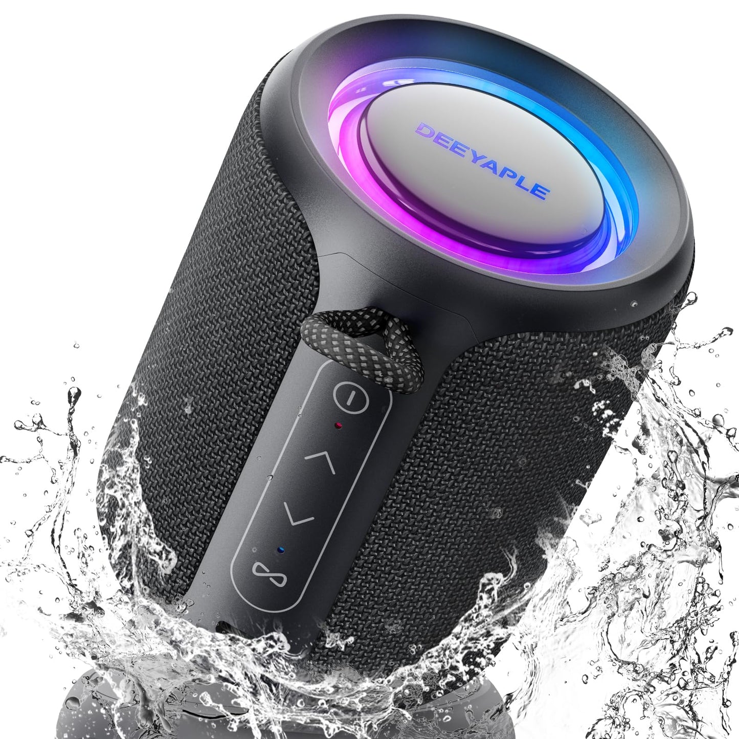 *Bluetooth Speaker Wireless,IP67 Waterproof & Dustproof Portable Speaker with Lights,15W Loud Stereo Sound, 2500mAh Battery All Day Playtime, TWS Pairing, BT5.3, Home/Party/Outdoor/Beach (Black)